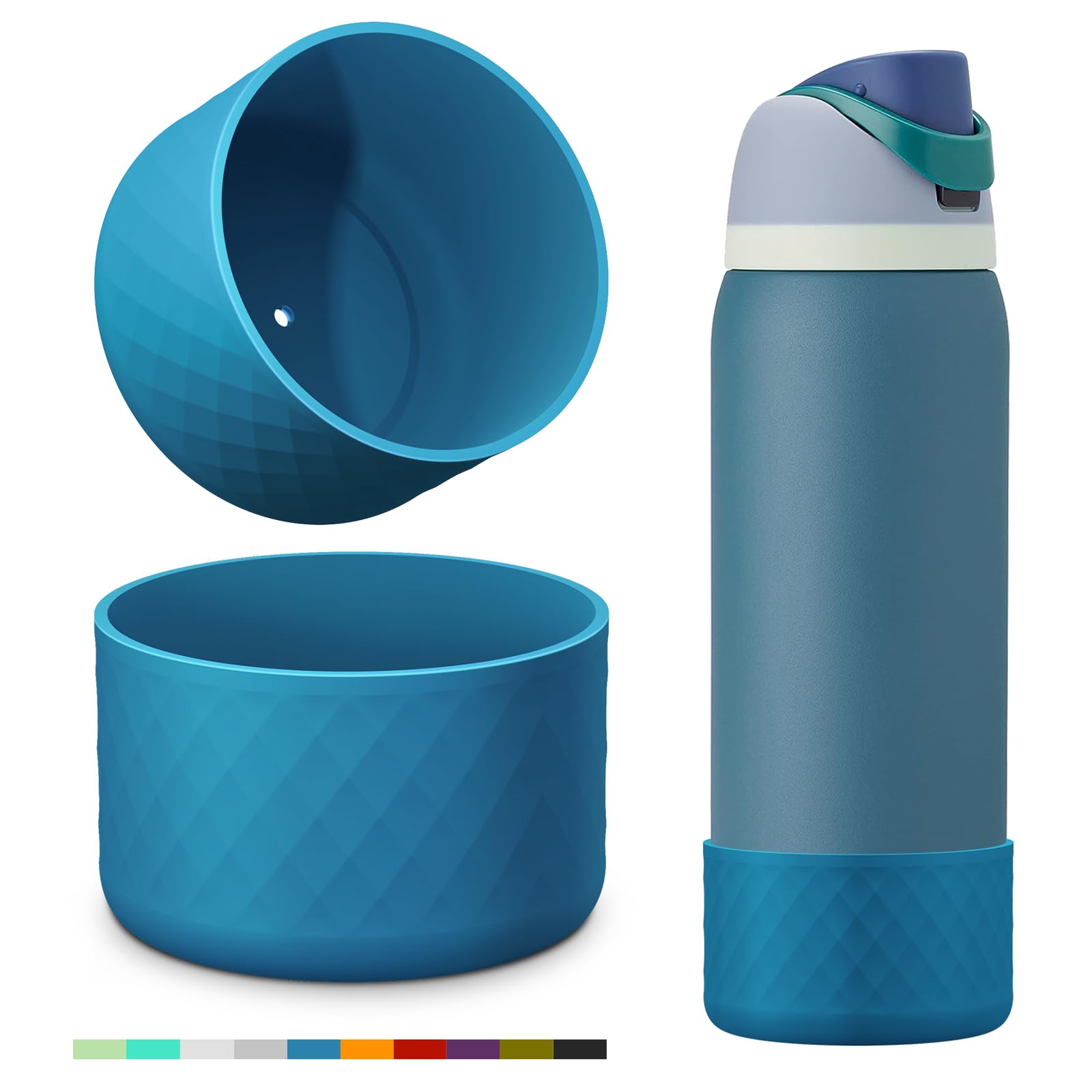 YOUCOX Silicone Boot for Owala Water Bottle, 2PCS Anti-Slip Protective Sleeve for FreeSip/Twist/Flip Water Bottles, BPA Free, Dishwasher Safe, Bottom