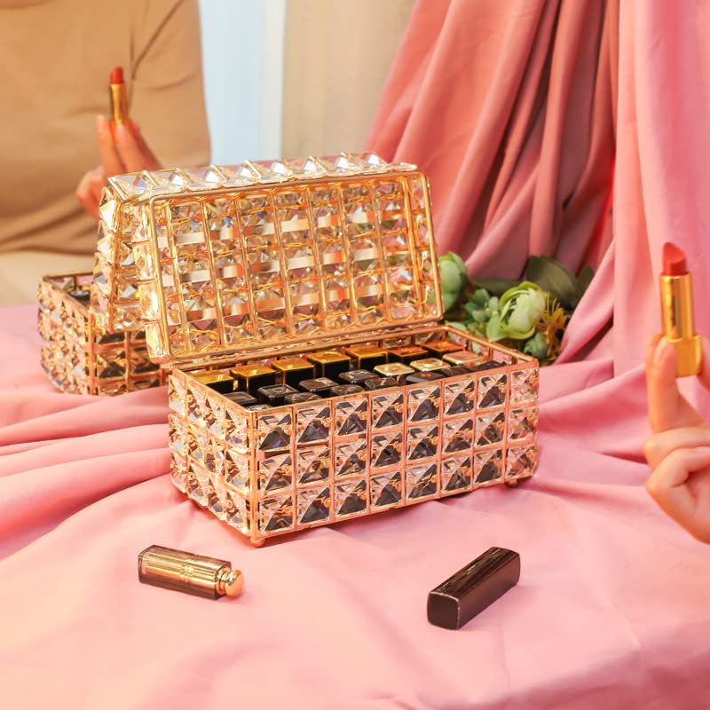 HUFFA Lápiz Labial Caja de Cristal Cosméticos de Escritorio for el hogar Contenedor de Brillo de Labios Estuche de Almacenamiento con Cubierta