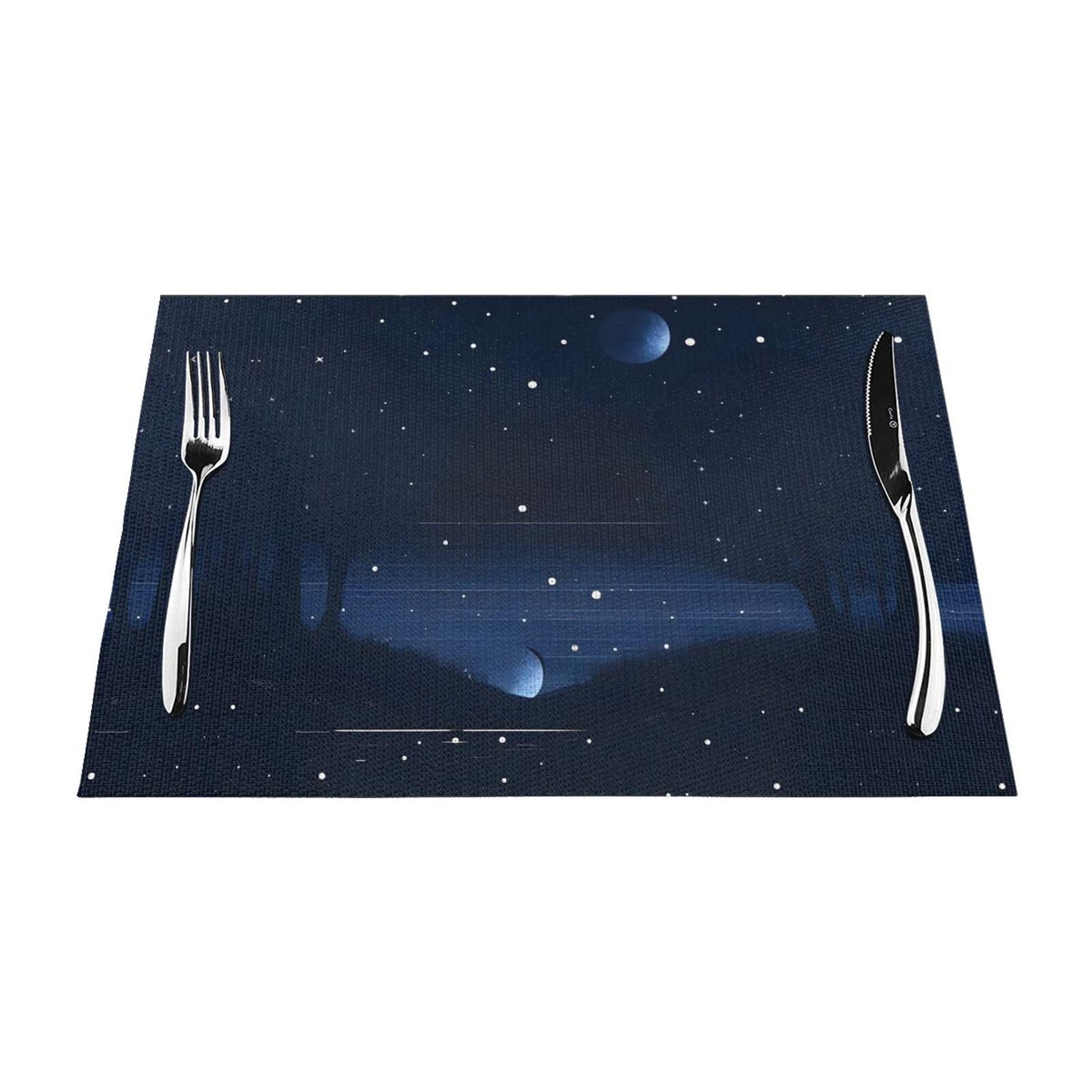 Set de table tissé bleu foncé 30x45 cm lavable et résistant à la chaleur pour salle à manger