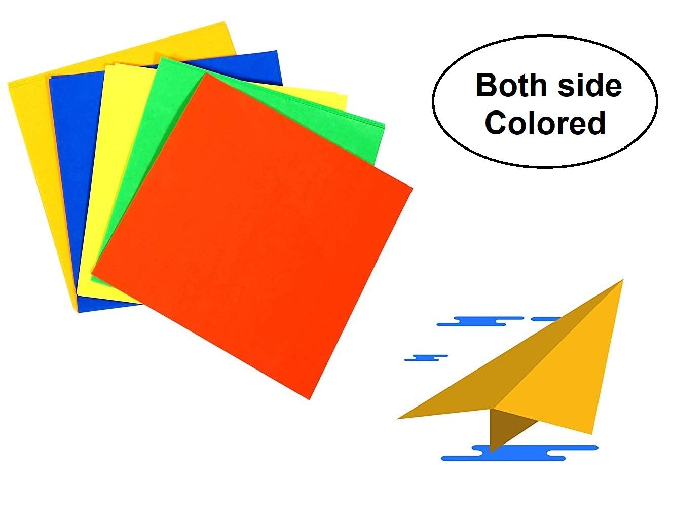 True-Ally 200 sheets 15 cm x 15 cm both side colored Origami Sheets/Construction Paper Unruled (Set of 200, Florescent Multicolor) for Origami, Scrapbooking, Hobby Crafts, Project Work etc. (200)