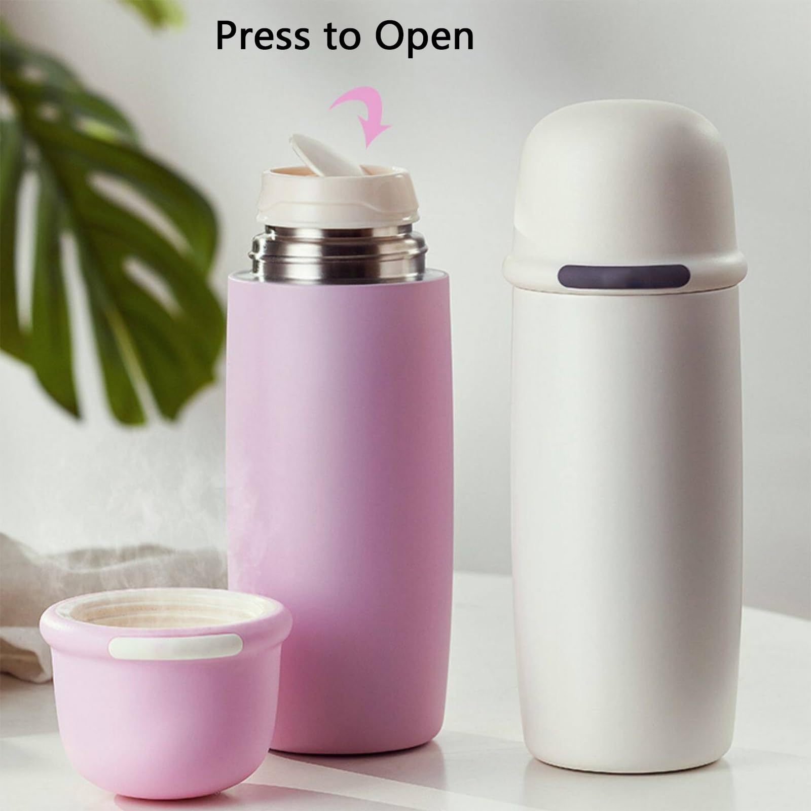 460ml, Taza Termo Cafe, Vaso Termo Cafe para Llevar, Diseño con Asa Oculta, Material de Acero Inoxidable, Ideal para La Escuela, Deportes, Viajes y Acampadas(Green)