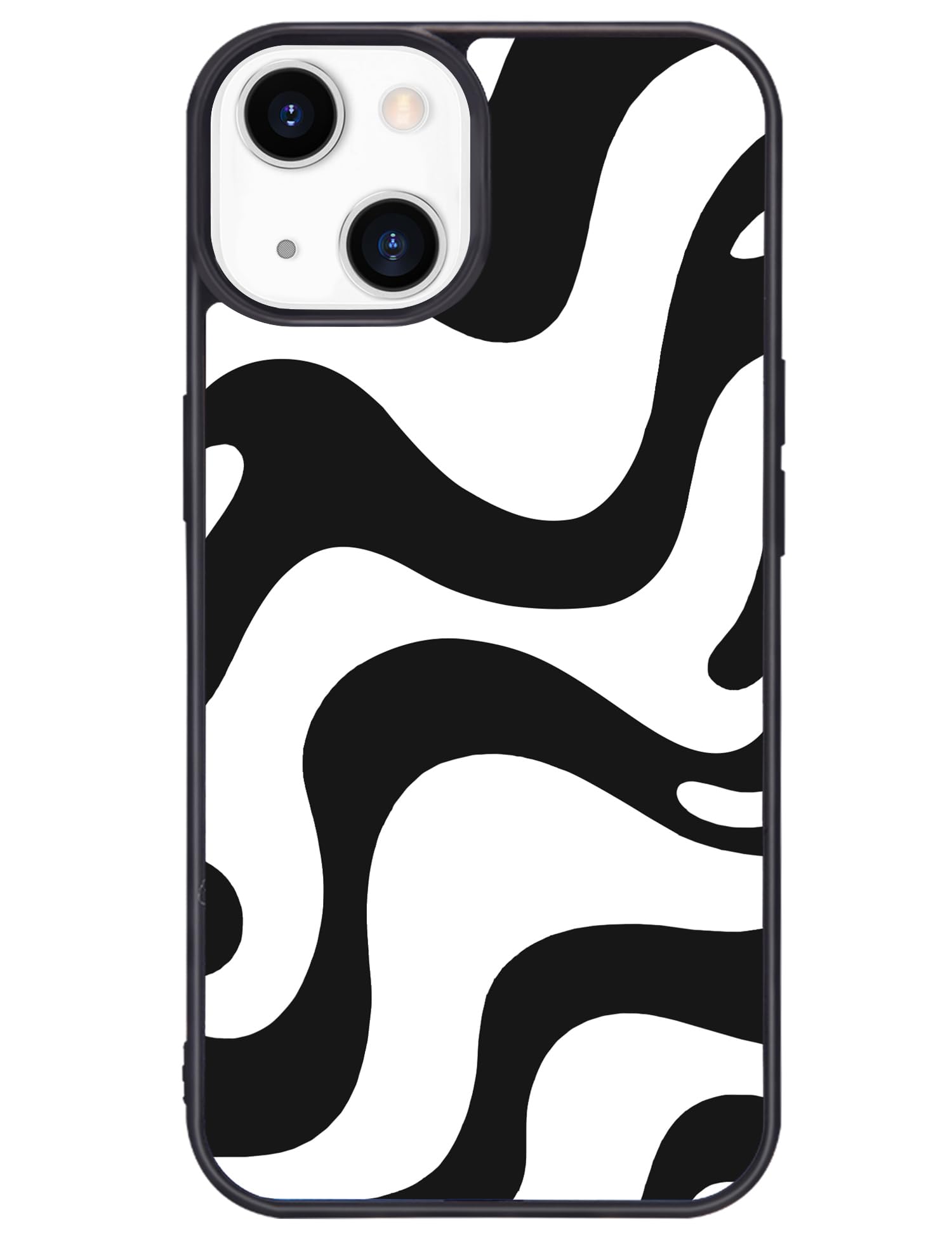 Wihytec Simple Zebra Print Phone Case for iPhone 11 Black & White Wave Case Cover TPU Bumper Hard Back Shockproof Preppy Phone Case Girly Women Phone Case Cover