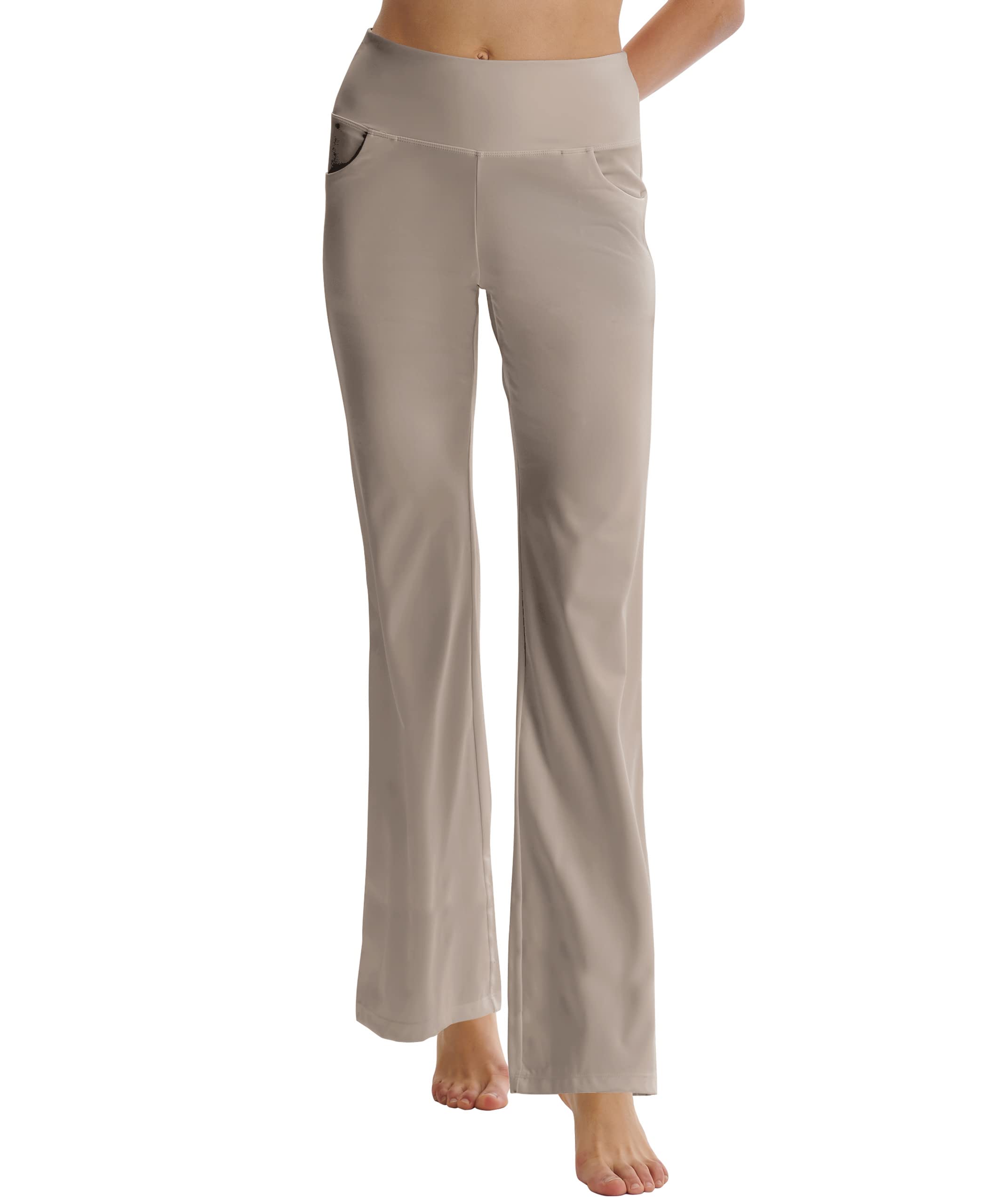 LaiEr Pantaloni da Yoga da Donna con Tasche a Vita Alta Svasata Bootleg Yoga Pantaloni da Allenamento con Tasche Laterali