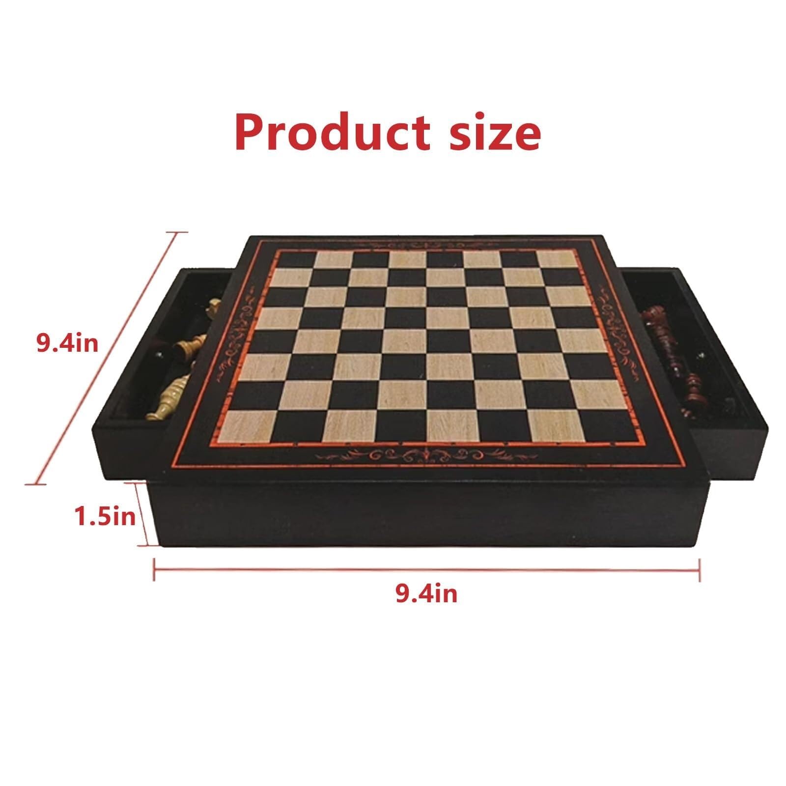 Set di scacchi magnetico con pezzi degli scacchi e cassetti portaoggetti integrati, gioco da tavolo for famiglie facile da trasportare scacchiera portatile(9.4 * 9.4 * 1.5in)