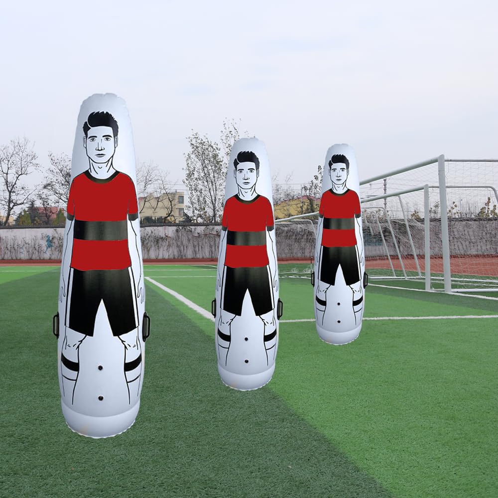 TNZMART Red Soccer Aufblasbares Schnuller-Set, Freistöße, Luftpuppe, Wand, Fußball, Training, Schnuller mit Pumpe für Anfänger