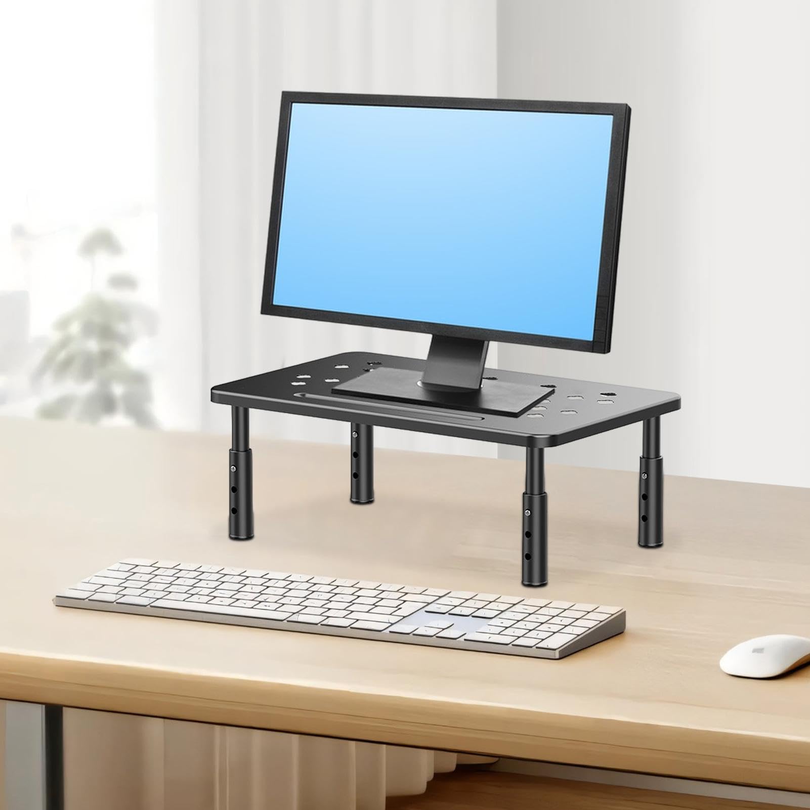 Computer Riser With Outlet Desk Riser WALI Computer Monitor Stand With Storage, Desk Monitor Riser ...