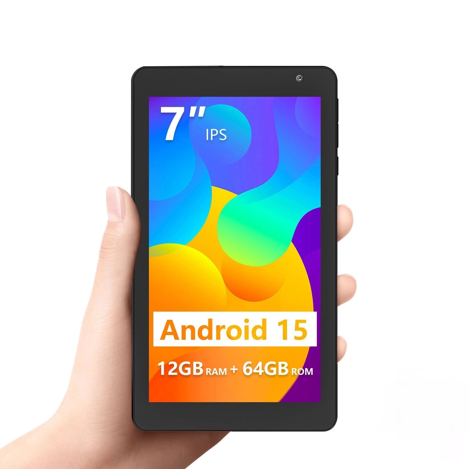 タブレット 7インチ Wi-Fi6モデル 8コアCPU Android15 12GB+64GB+512GB拡張 IPSスクリーン 5GHz Wi-Fi6 ケース付き 電子書籍/ネット閲覧/動画視聴 GPS未対応 PRITOM プリトム ブラック
