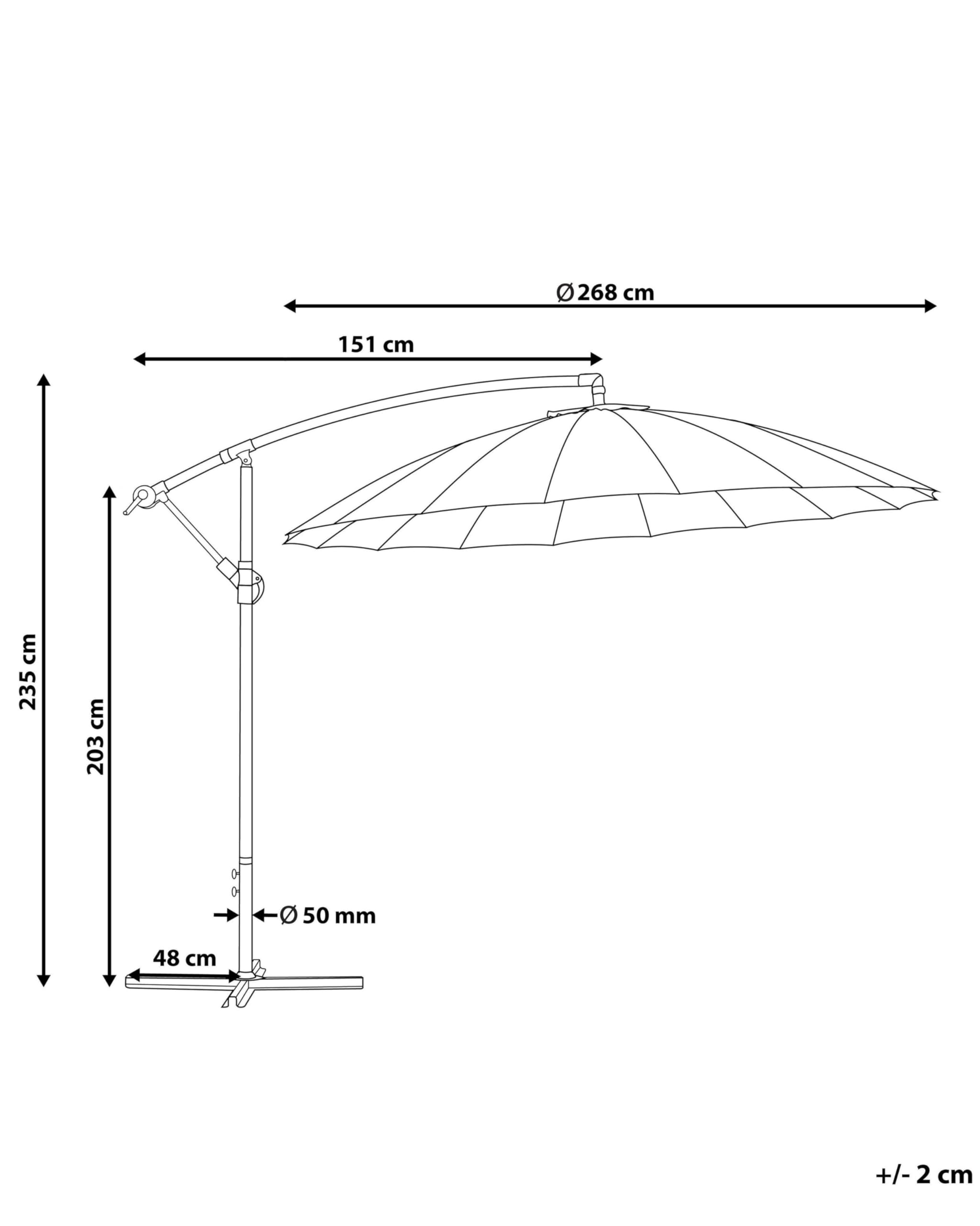 Parasol ogrodowy ciemnoszary na wysięgniku metalowy składany ø 268 cm Calabria