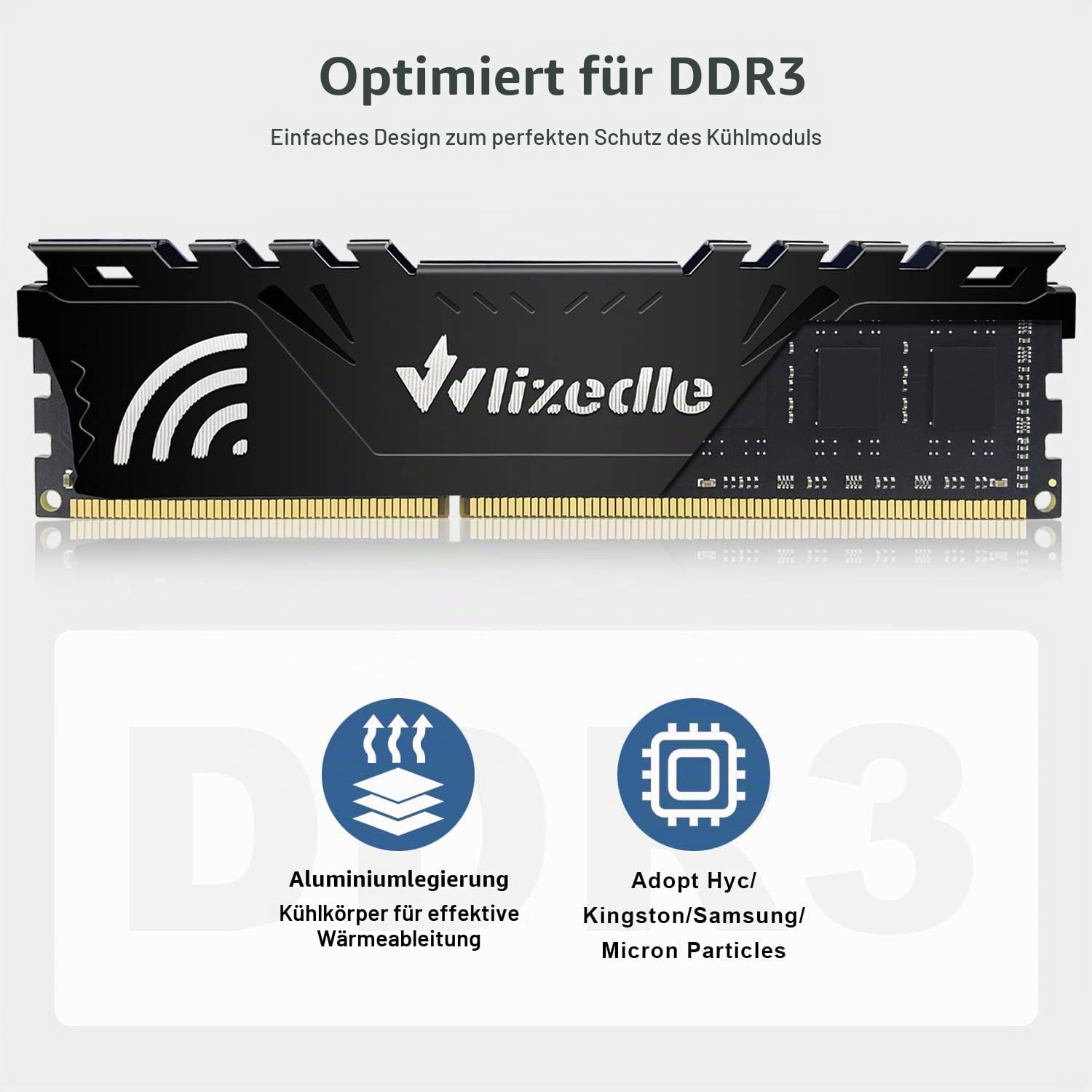 DDR3 Desktop Memory RAM 16GB Kit (2x8GB) 1600MHz CL11 UDIMM, PC Arbeitsspeicher PC3-12800 240-Pin 1,5V Non-ECC 2Rx8 Computer Speicher Upgrade für Rechner, Schwarz