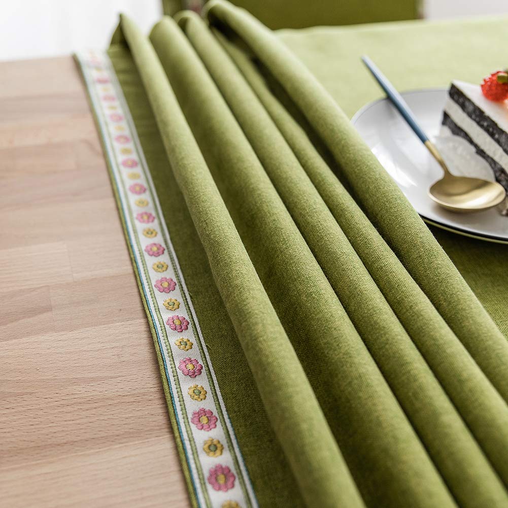 Tovaglia Rettangolare 115x275cm, Tovaglia in Lino, Idrorepellente A Prova di Polvere Antibatterico, per Matrimoni,ristoranti - Verde