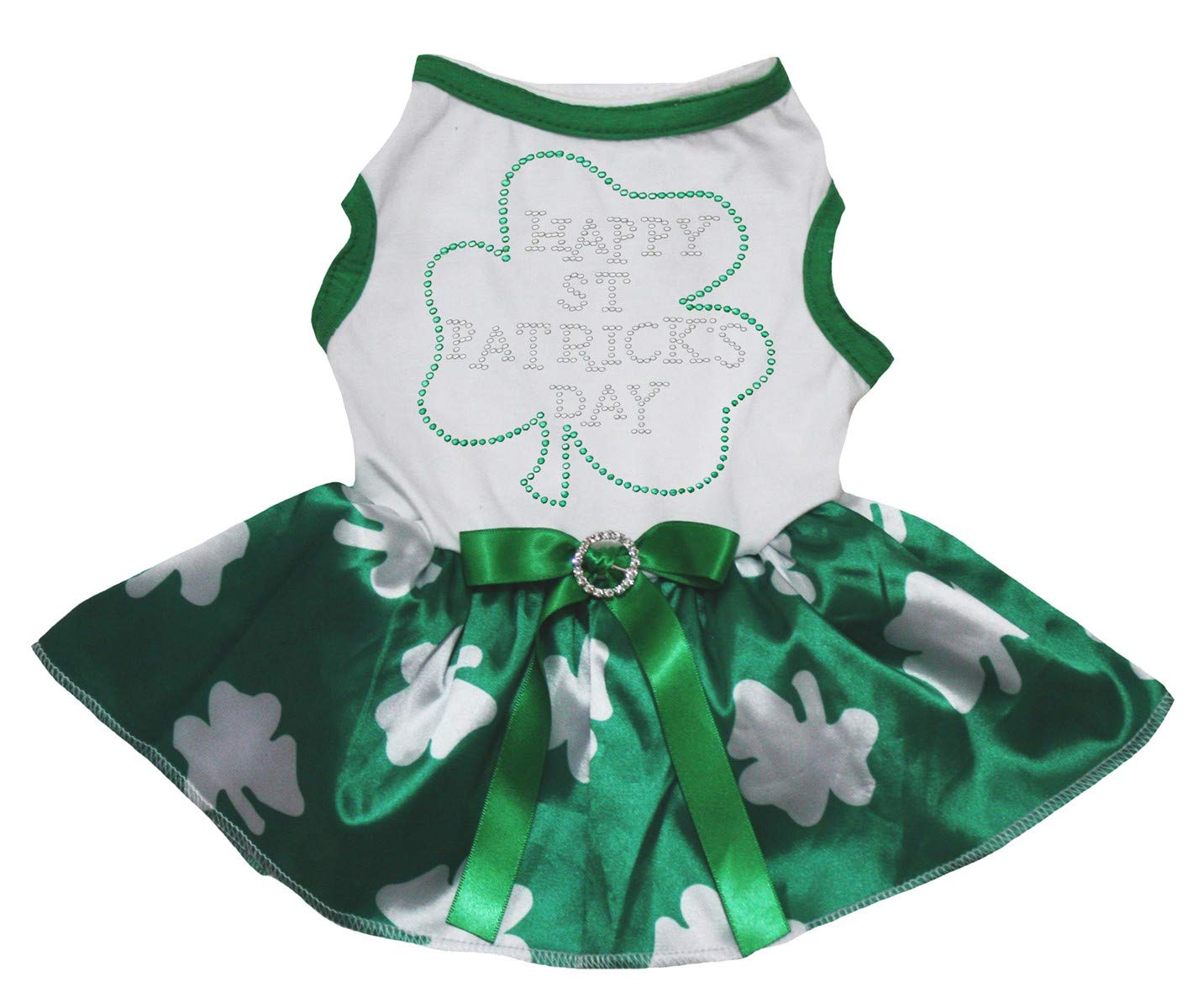 Robe à strass pour chien trèfle blanc vert vêtement grand chien taille XXXL
