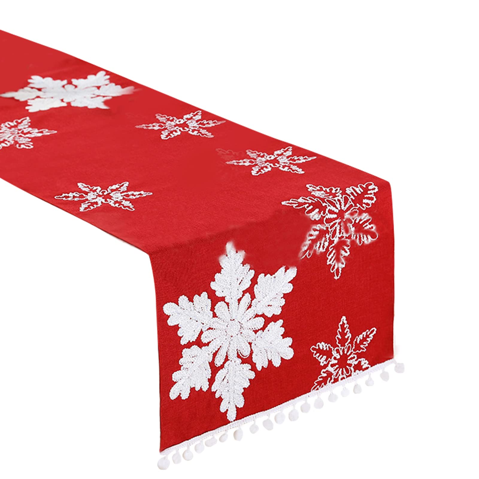 Tsophreniq Christmas Snowflake Table Runner Coffee Table Decor Home Kitchen Cloth Cover Feastival Tablecloth Placemats European and Embroidered Cloth Flags Dinnerware Party Decors Centerpieces