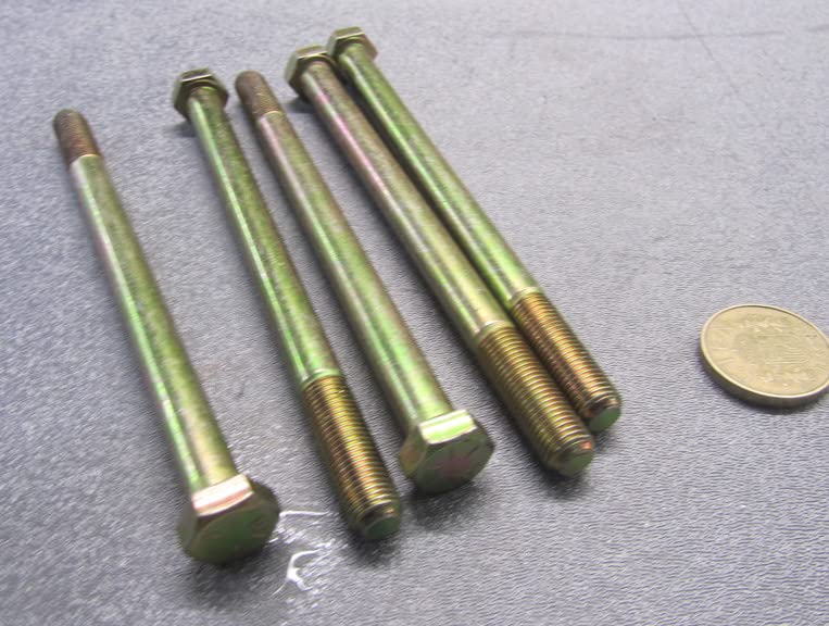 Grade 8 Zinc Yellow Steel Bolts RH PT 3/8"-24 x 5.50 Length 10 pcs