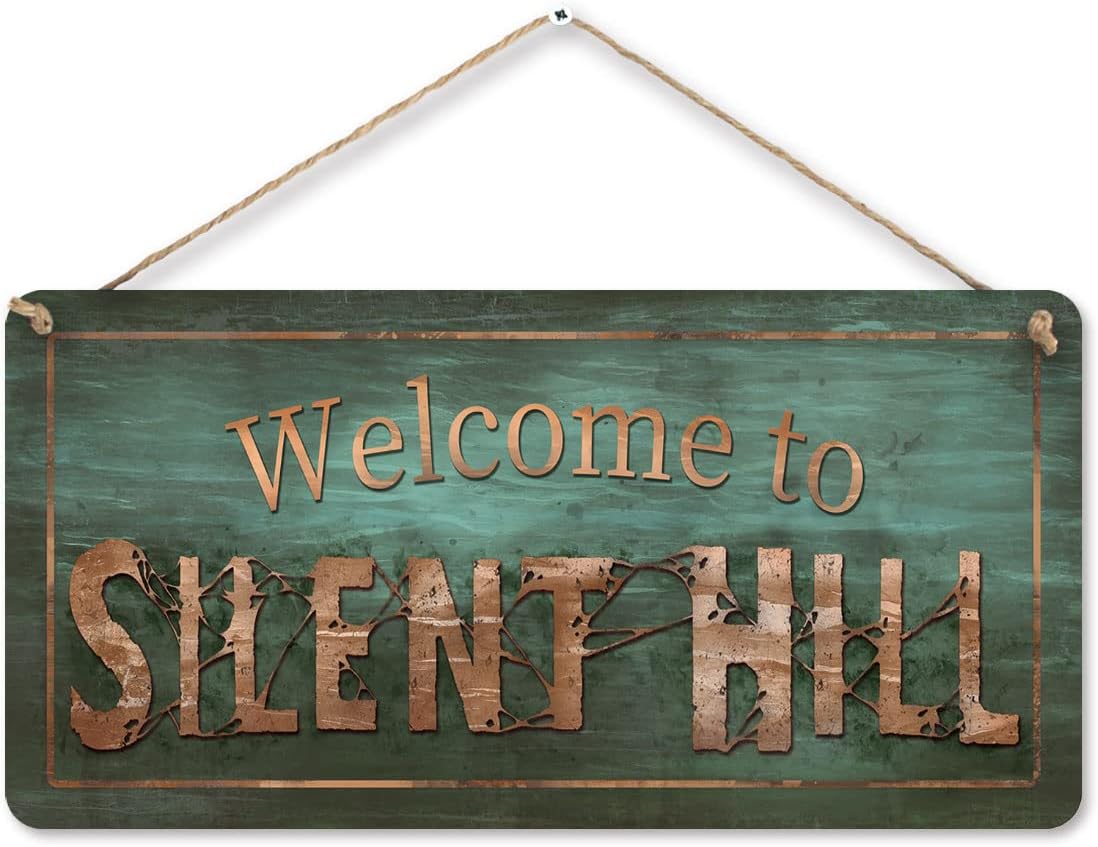 flinelife Welcome to Silent Hill Sign, 12 x 6, Horror Movie Sign, Wreath Sign...