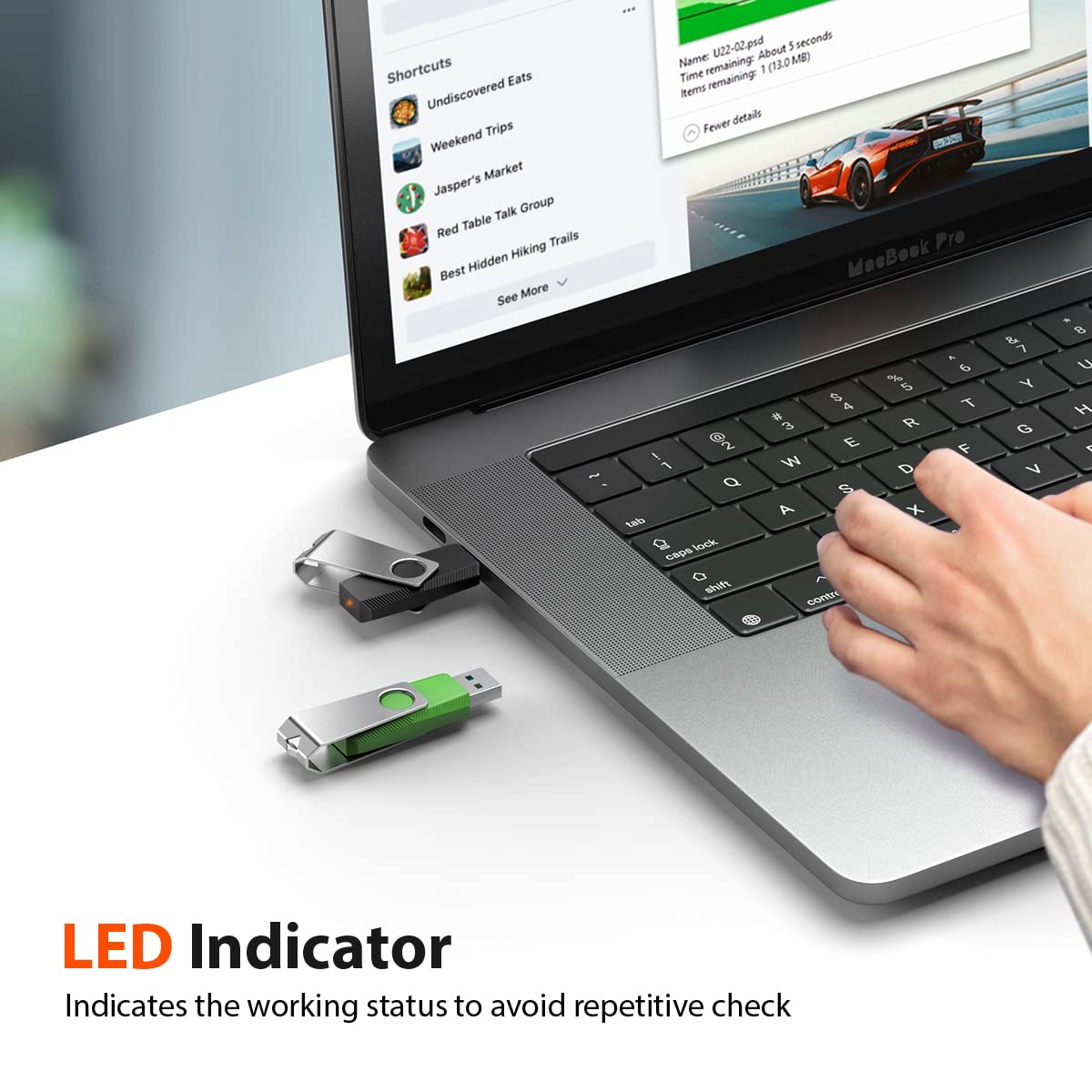 Aiibe Chiavette USB 2.0 da 128 GB con portachiavi (128 GB, 5 colori: nero, rosso, ciano, verde, viola)