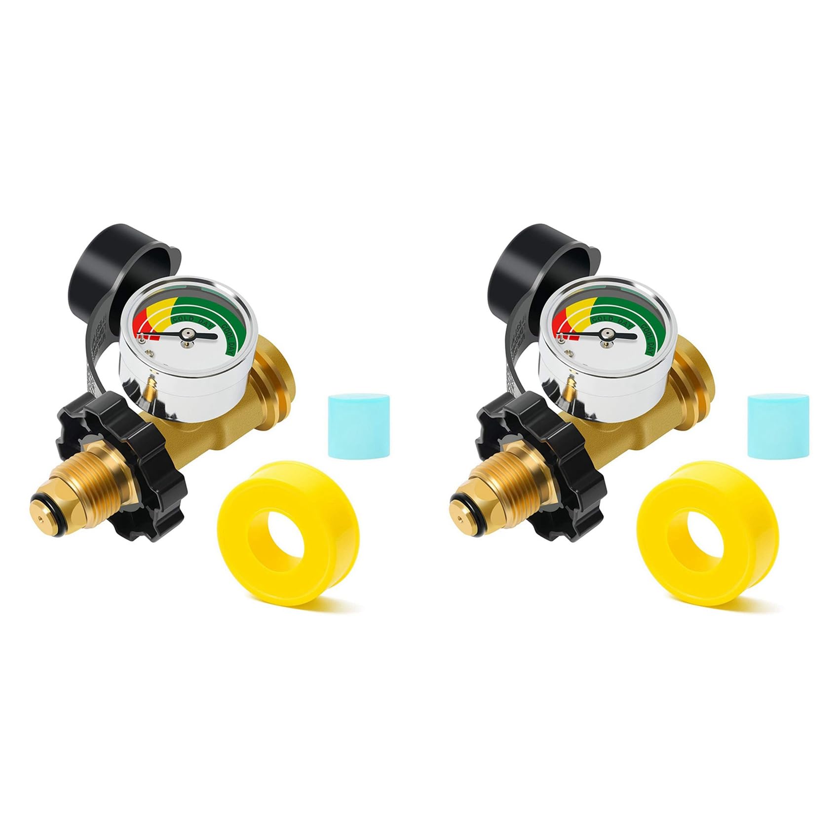 Jnchdghwa 2Pack Propane Tank Gauge with POL Connection,for 5-100Lb Propane Tank, Stay Accurate At Different Temperatures