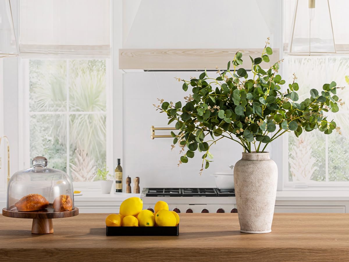 Ceramic Large Flower Vase, 11 Inch Tall White Rustic Vase Farmhouse Decorative Vase Floral Pottery Vases for Home Decor Table Living Room Entryway Mantel Bedroom Bathroom Kitchen - Rustic White - Image 6