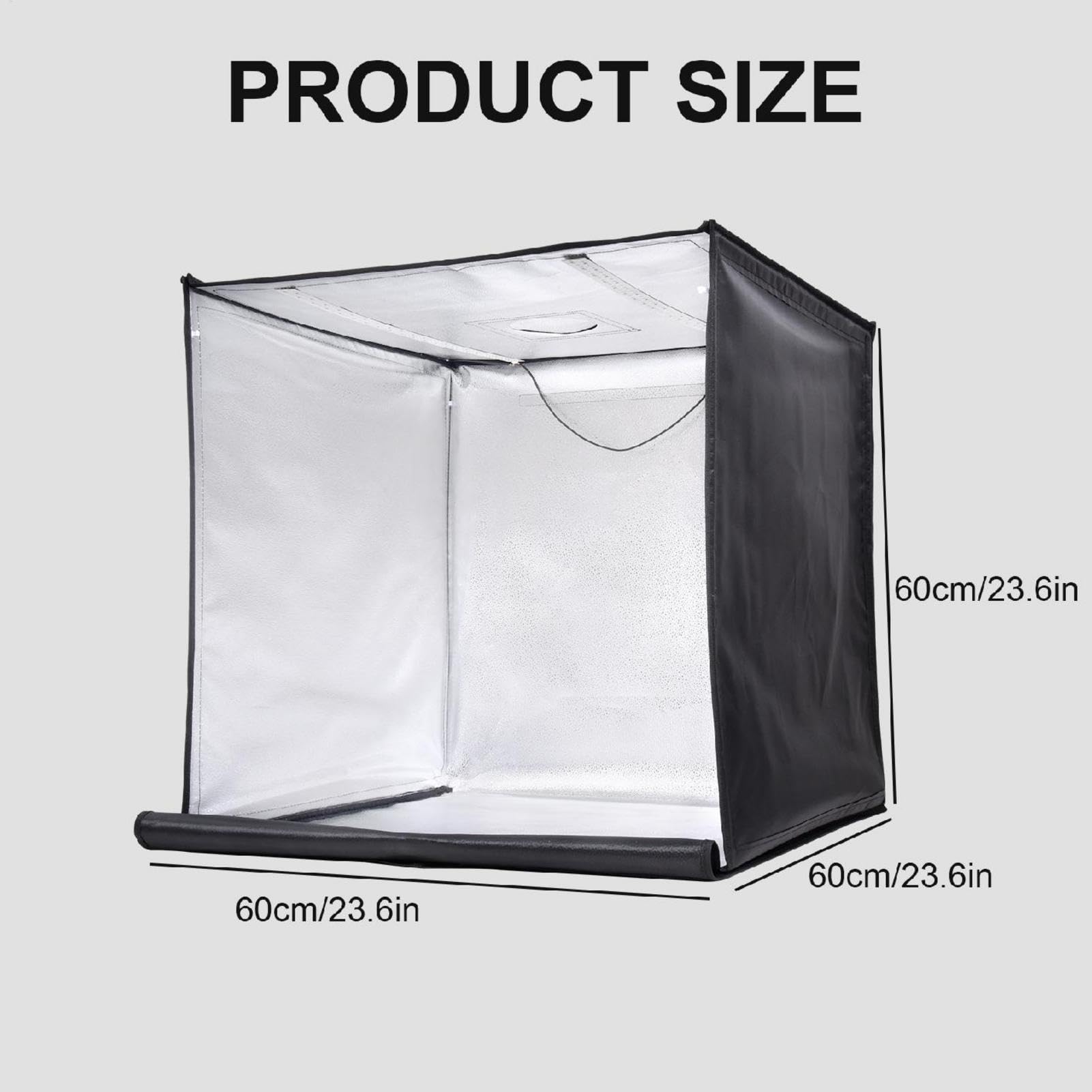 Pro Photo Box 80X80 CM | Coffre Lumineux pour La Photographie De Produit | 3 Températures Lumineuses, avec Boîte Lumineuse, Bande Légère, Bouton De Gradin, 5 Fond en PVC Étanche