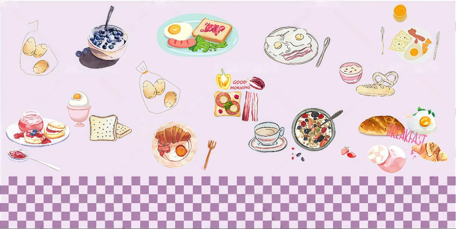 Papel Tapiz Pintado A Mano A Cuadros Rosa, Pequeña Tienda De Desayuno Fresco, Pan, Bebidas Gourmet, Cafetería, Mural De Fondo, Papel Tapiz De Restaurante Occidental,3D,250x175cm