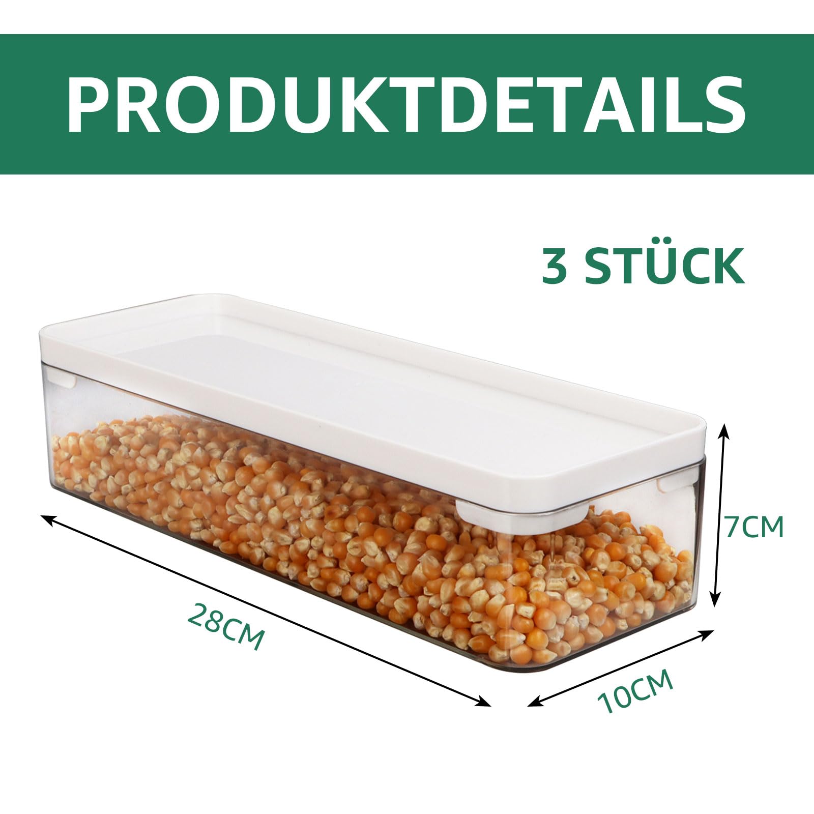 AKOLAFE 3 sztuki pojemników do przechowywania spaghetti, 2 l, pojemnik do przechowywania żywności, pojemnik na zapasy z pokrywką, hermetyczne pojemniki PET na makaron, lodówkę, organizer na spaghetti,
