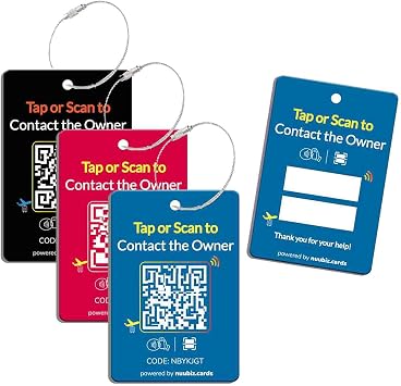 Smart Luggage Tags with NFC & QR Code for Suitcases, 3-Pack Black/Red/Blue Personalized Luggage Tags, Secure Baggage Identifier for Vacation & Air Travel