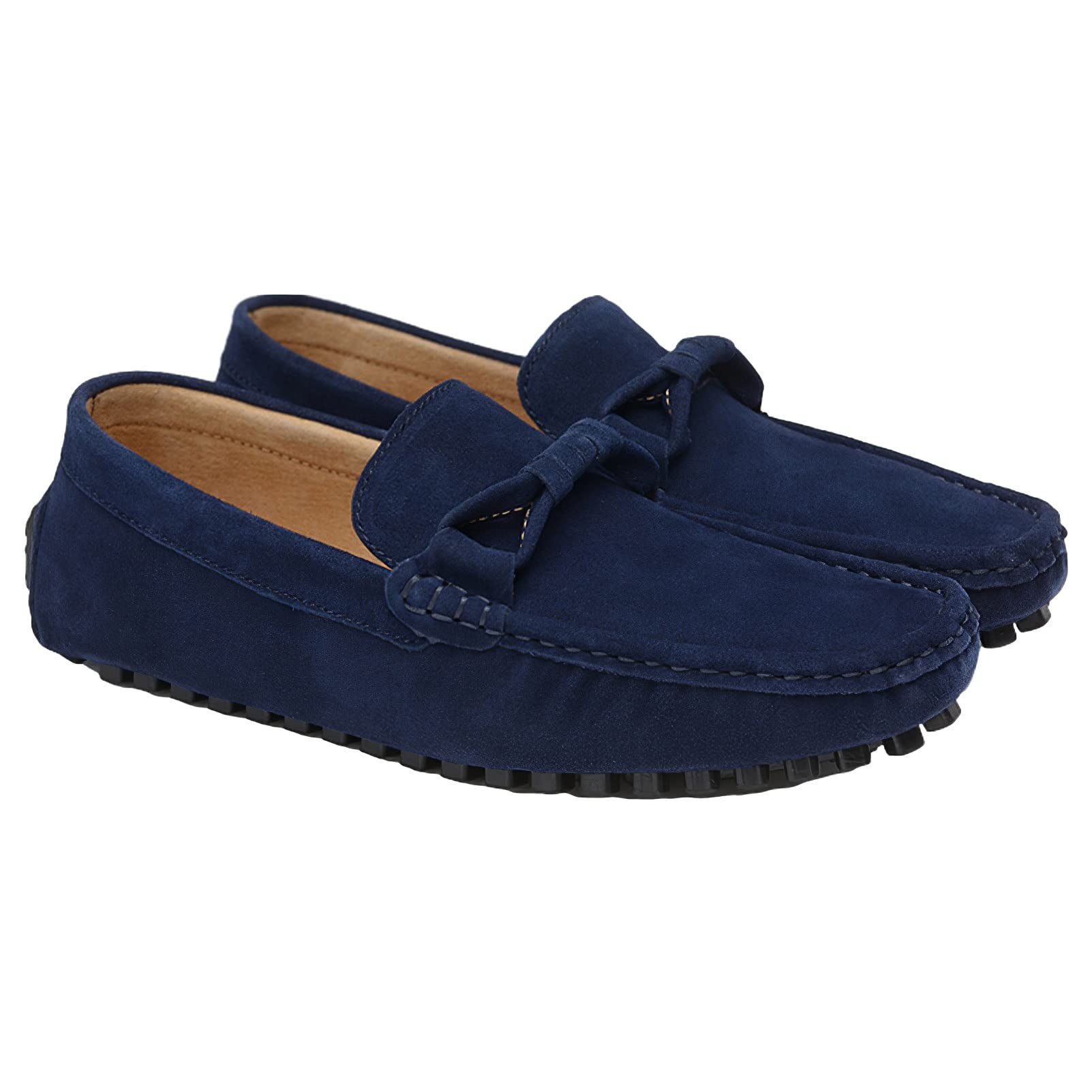 ANUFER Hombres Elegante Piel de Ante Mocasines Planos Comodidad Zapatos para Conducir Pantuflas Mocasín