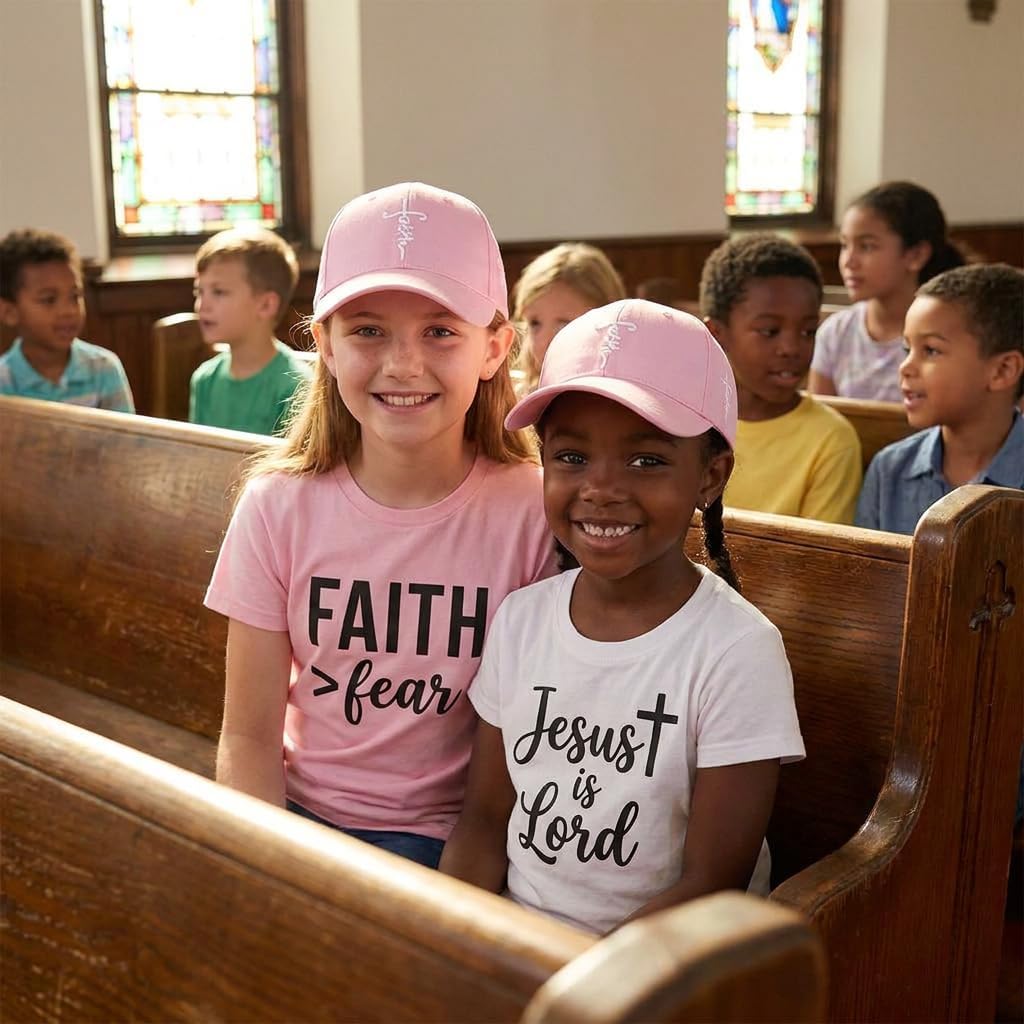 Christian Kids Hat Cross Hat Jesus Hat Faith Hat Three Nails Embroidered Baseball Cap for Boys Girls