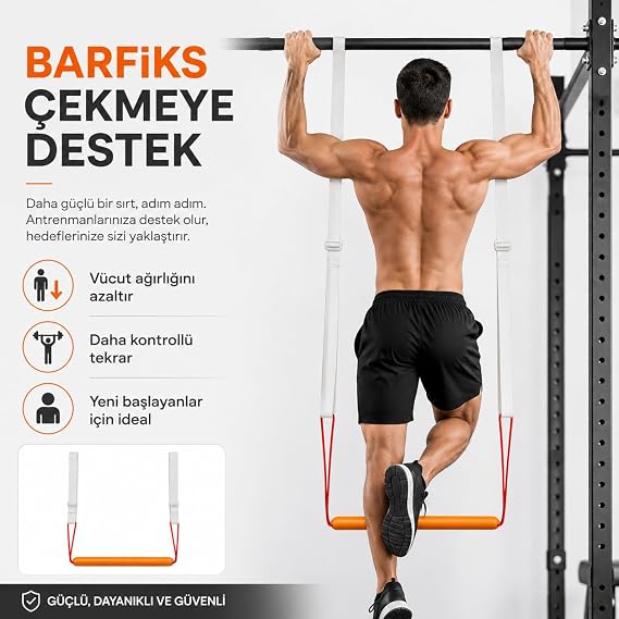Sporsize Ayarlanabilir Barfiks Destek Aparatı, Ayak Pedallı Pull Up Yardımcısı, Başlangıç Seviyesi Barfiks Antrenman Ekipmanı