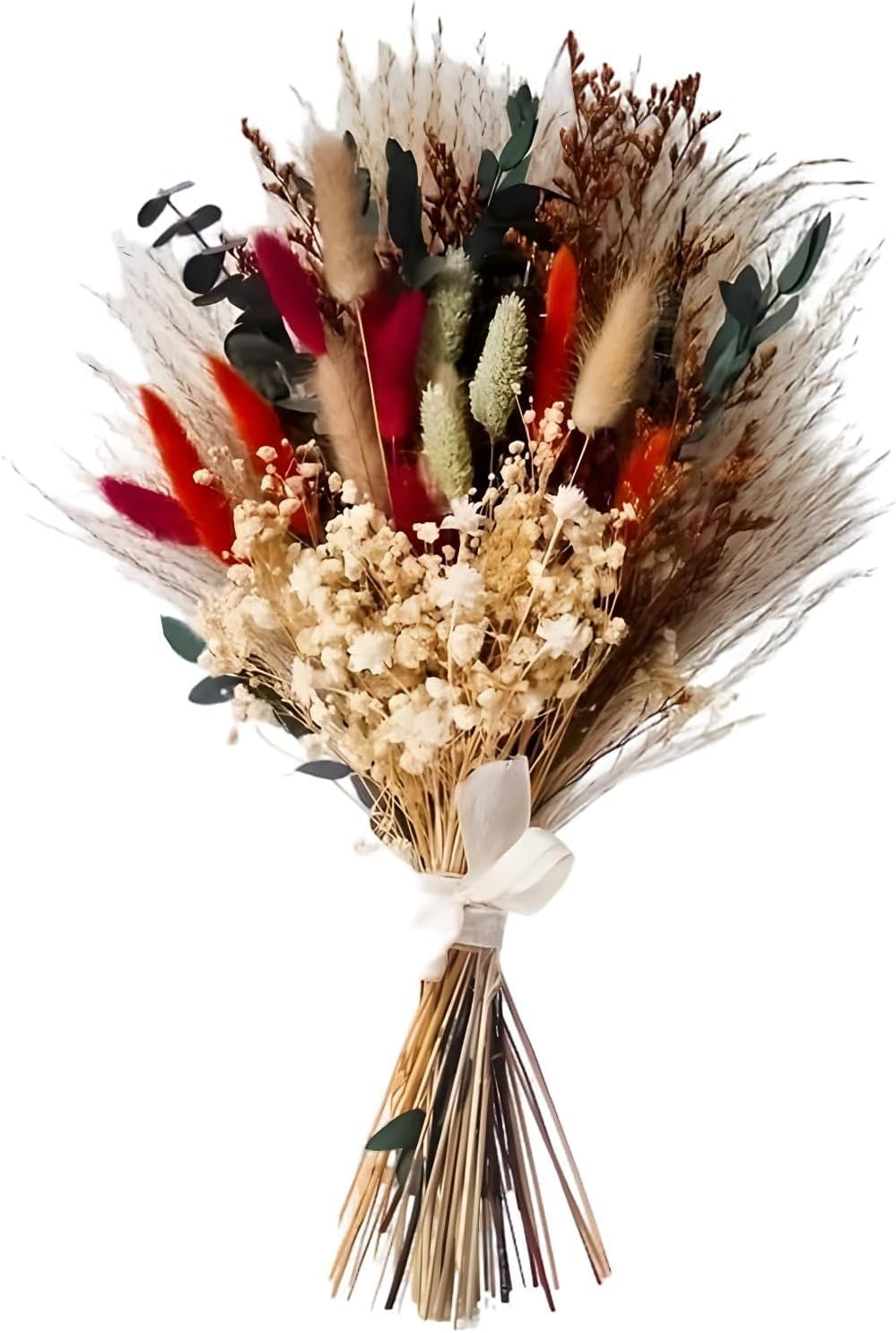 Ramo De 55 Flores Secas, 43 Cm, Estilo Boho, Hierba De Las Pampas, Colas Conejo, Diferentes Plantas, Decoración Hogar Rústica, con Lazo Útil