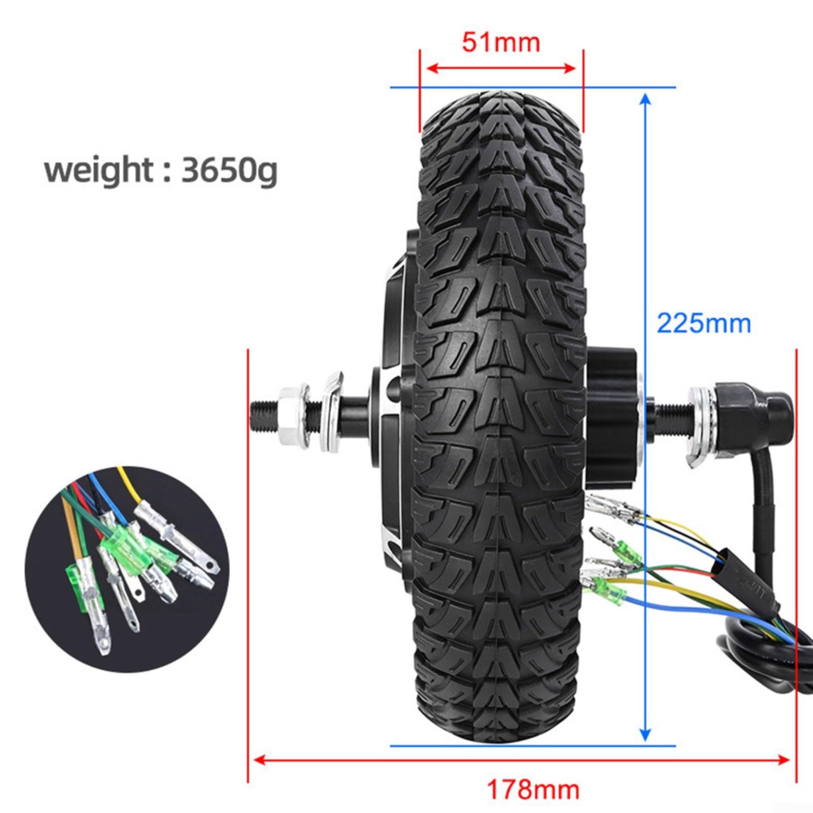 Rueda de motor eléctrico de 48 V y 500 W para neumáticos de la serie Kugoo de 10 pulgadas, bajo ruido, alta resistencia, goma de metal, pieza de bricolaje para montar al aire libre