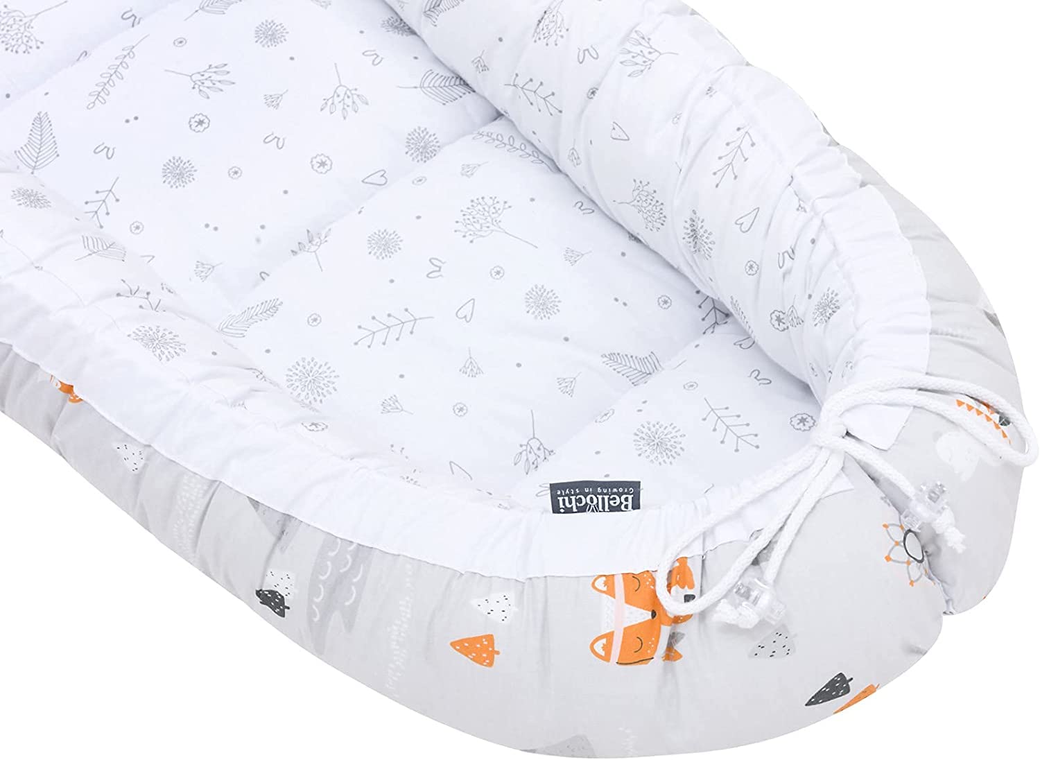Bellochi Growing in style Apanatschi gniazdo dla niemowląt klasy premium, 90 x 60 x 12 cm, 100% bawełna, gniazdo dla niemowląt, dla chłopca, dla dziewczynki, akcesoria dla niemowląt
