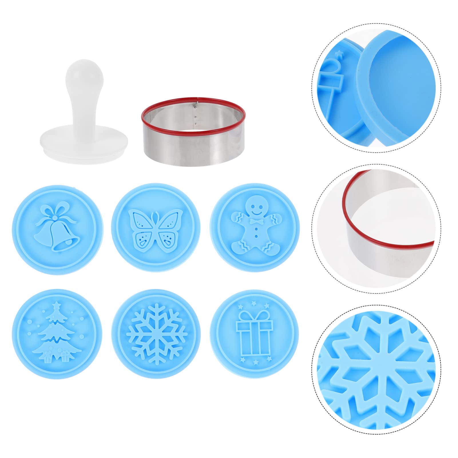 Cabilock 3 Juegos Molde De Galleta En Pan De Jengibre Revestimientos Pastel Sellos Cortadores De Galletas Navideñas Estera Día Festivo Equipo Acero Inoxidable Blue 6 Piezas * 3