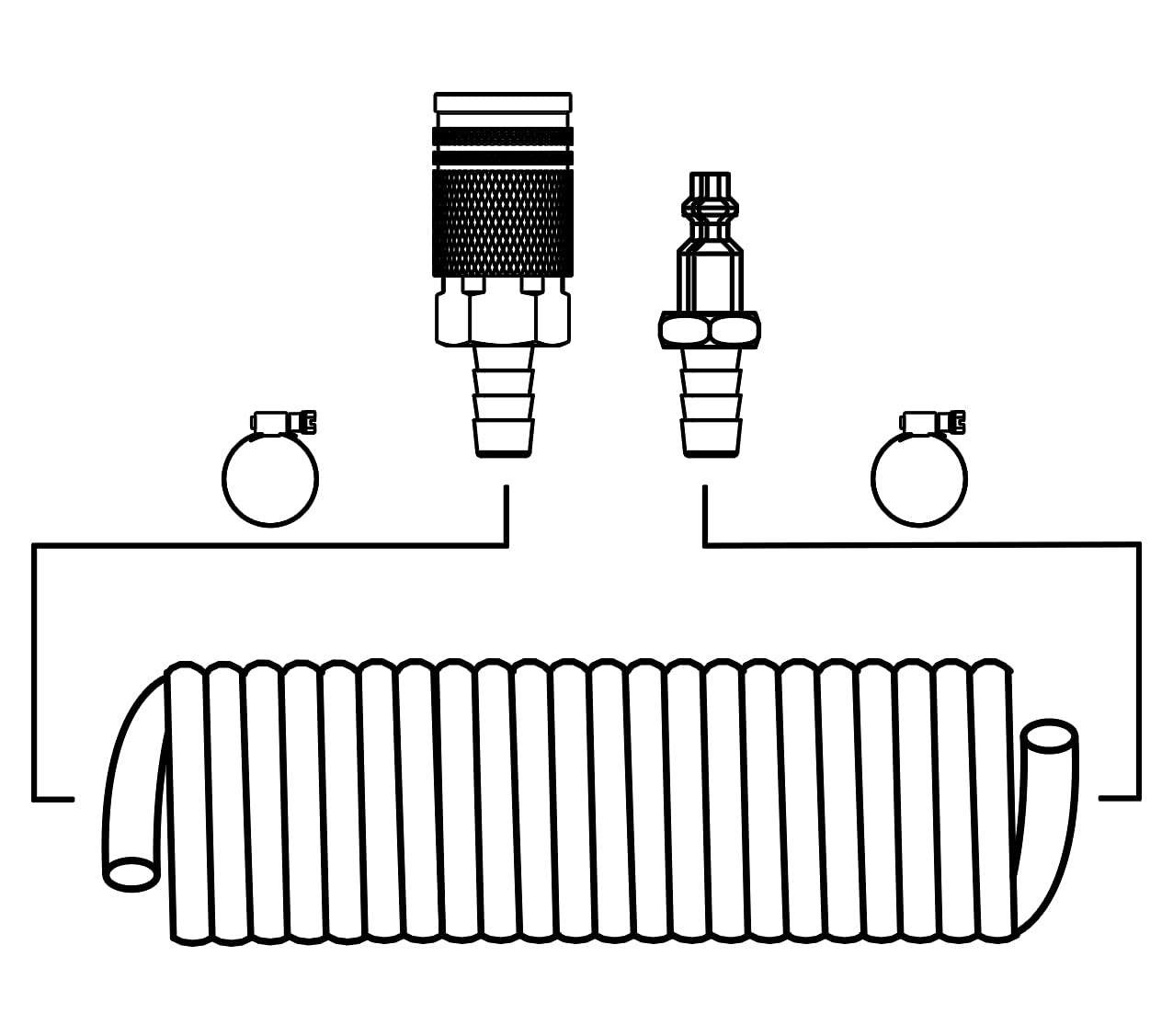 Accesorios de manguera de aire (6,35 mm, 6,35 mm, ranura de manguera de 6,35 mm, accesorios industriales tipo M, tamaño de caudal 6,35 mm, ranura de tubería de 6,35 mm, material de acero, 300