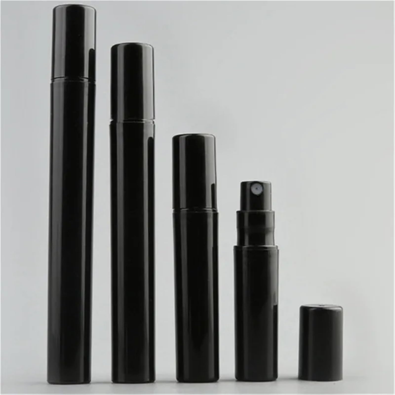 Atomizador Perfume 100 unidades de 2 ml, 3,0, 4, 5, rosa, blanco y negro, plástico transparente, for perfume, atomizador muestra(Black,5ml)