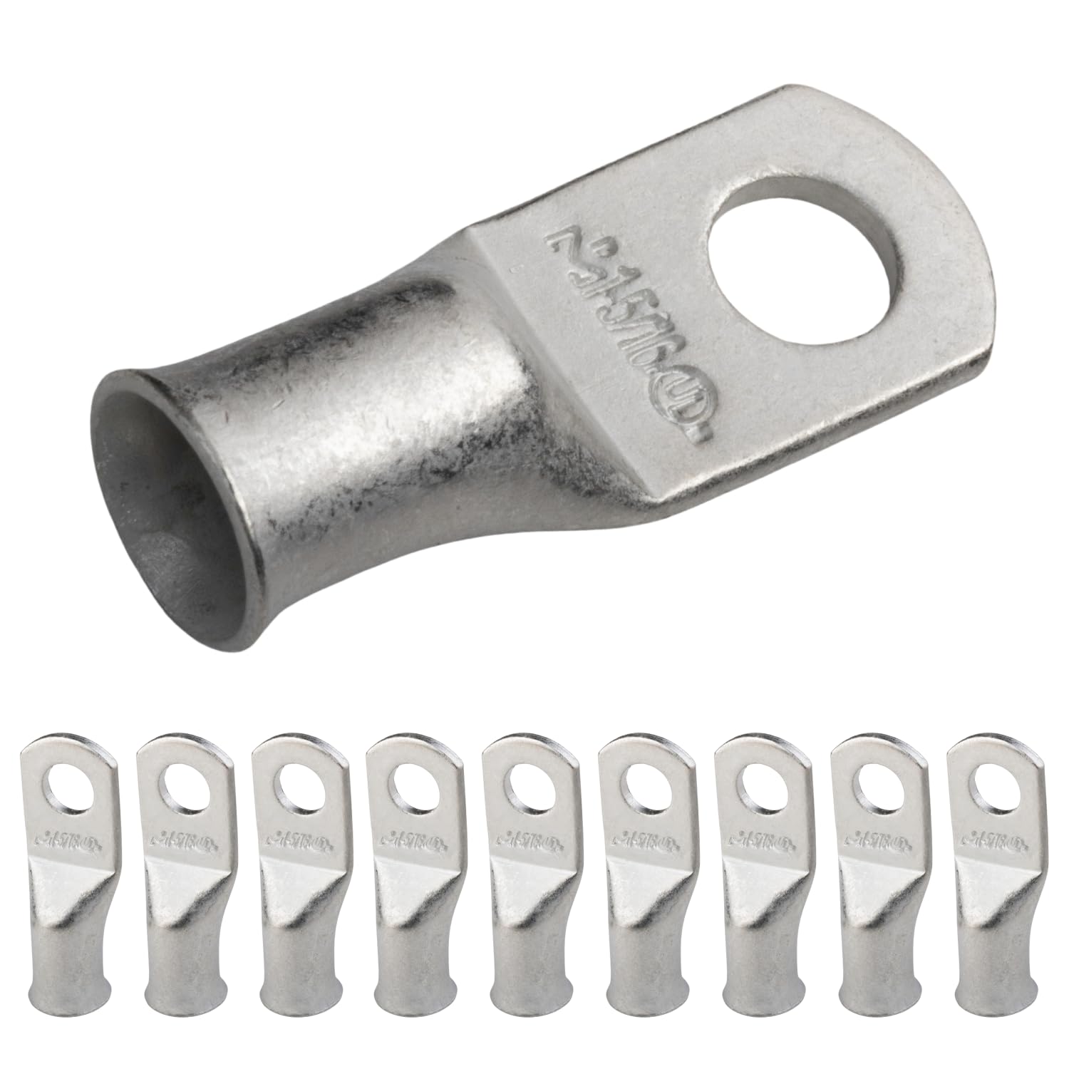 SELTERM 1 AWG - 5/16" (M8) ⌀ Hole UL Marine Grade Wire Lugs, Battery Cable Ends, Tinned Copper Eyelets, Tubular Ring Terminal Connectors [B58] - 10 Pack
