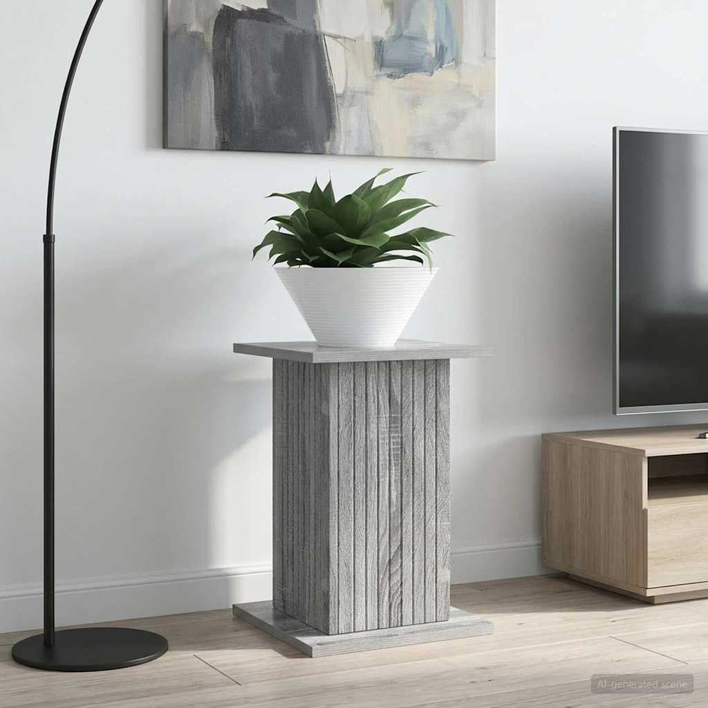 Stojak na rośliny Sonoma szary 30,5 x 30 x 43 cm | Wytrzymałe drewno, odporne na wilgoć, minimalistyczny design, do użytku w pomieszczeniach, łatwe czyszczenie
