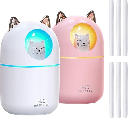 Humidificador pequeño lindo humidificador portátil de niebla fría con 6 barras de humidificador de 7 colores luz nocturna USB humidificador de aire