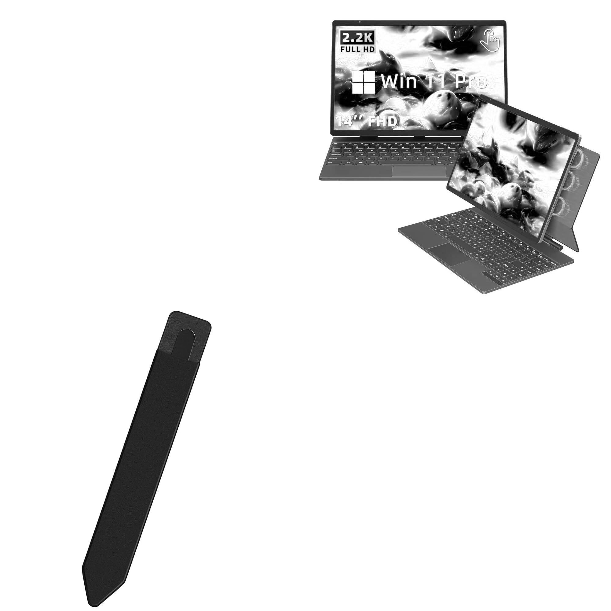 BoxWave Stylus Pouch Compatible with Rumtuk HJC 12 2-in-1 Laptop (14 in) - Stylus PortaPouch, Stylus Holder Carrier Portable Self-Adhesive - Jet Black