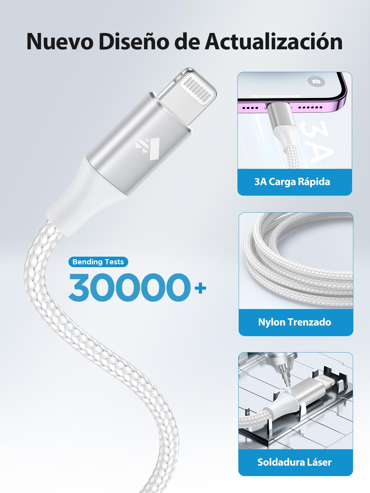 Aioneus Cable USB C a Lightning 1M Cable iPhone USB C Apple MFi Certificado Cargador iPhone Carga Rapida,Tipo C a Lightning cable para iPhone 14 13 12 11 Pro MAX XS XR X 8 7 6S 6 Plus 5 5S, iPad