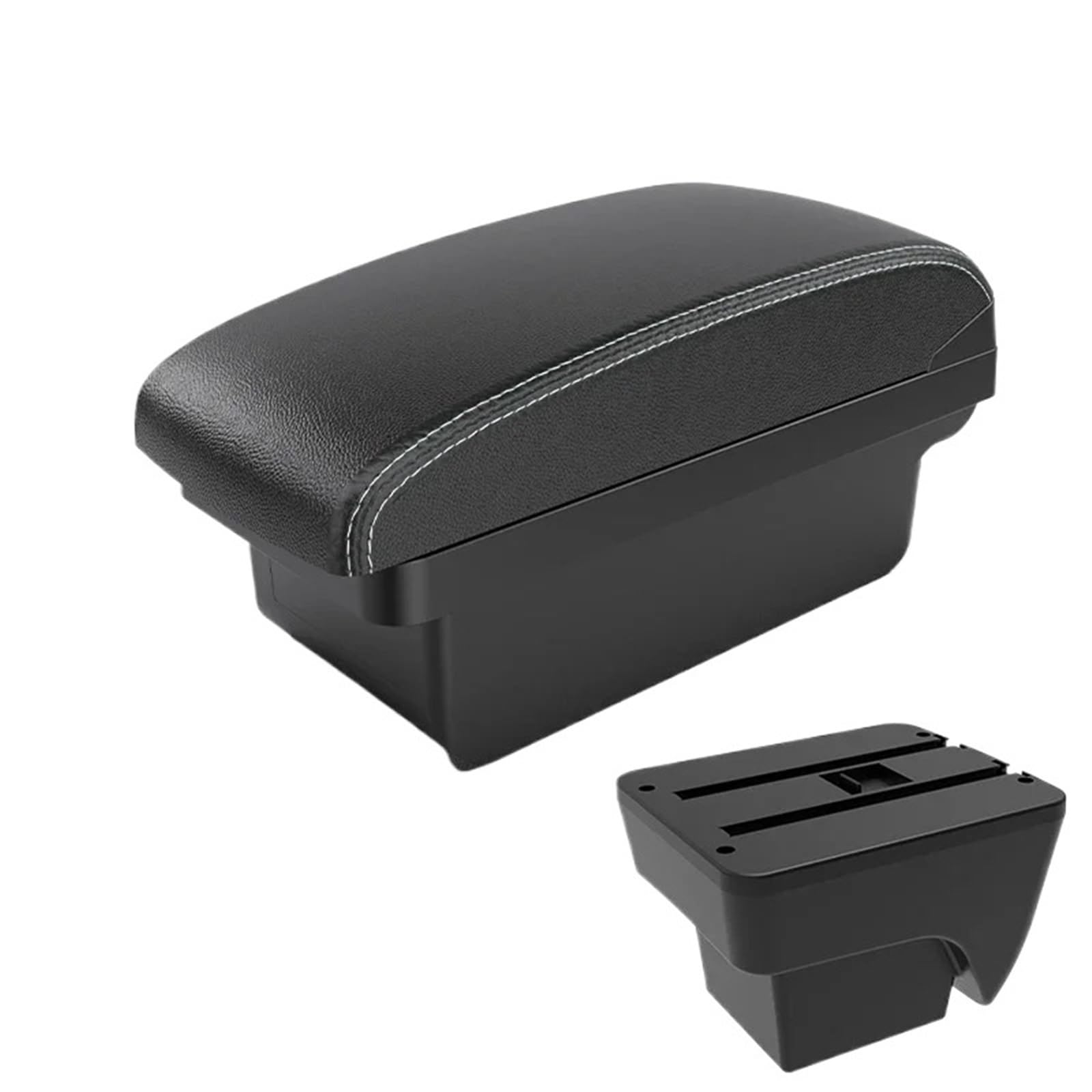 NOKRGQW Car Armrest Box For SEAT For ARONA Car Armrest Modification Multifunctional Double-layer Storage Box With USB Charging Accessori(A3 Black white NOUSB)