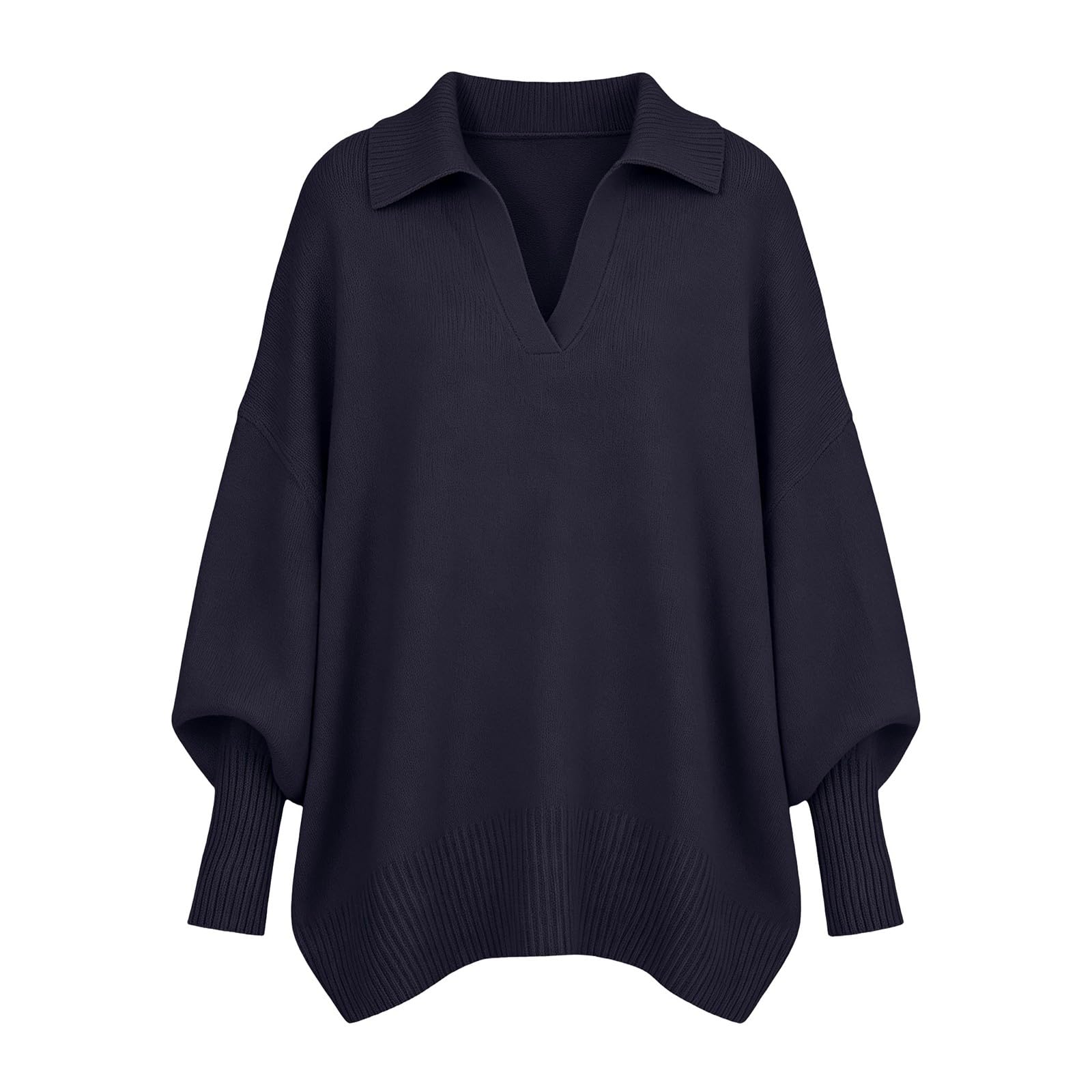 Generisch Haut élégant en polaire pour femme - Sweat à manches longues - Surdimensionné - Pull tendance - Grandes tailles - Col en V - Pull long décontracté pour vêtements de détente - Pull d'automne
