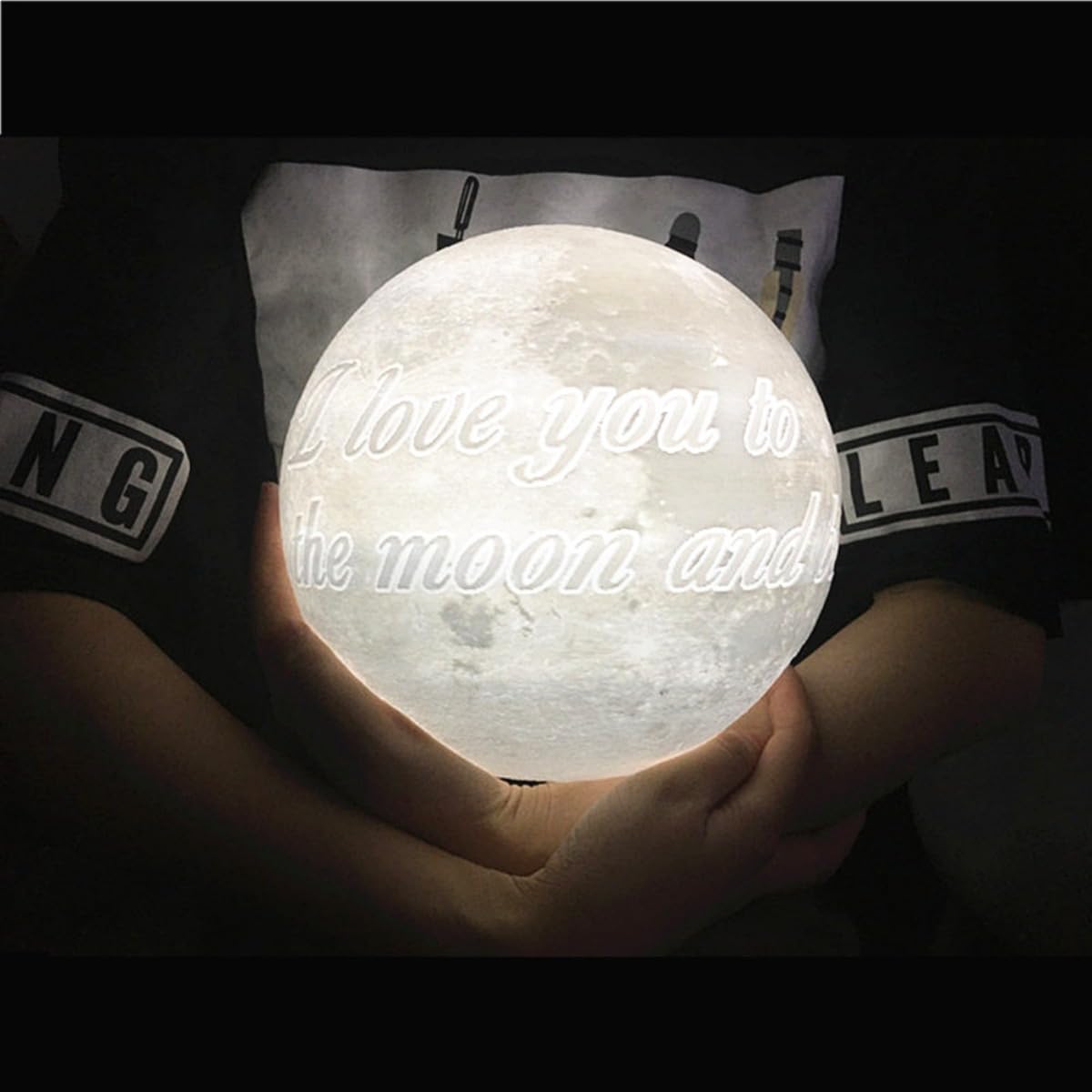 Lámpara de luna personalizada, lámpara de luna impresa con foto 3D, lámpara de luz nocturna de luna personalizada con foto y texto (16 colores, 20 cm)