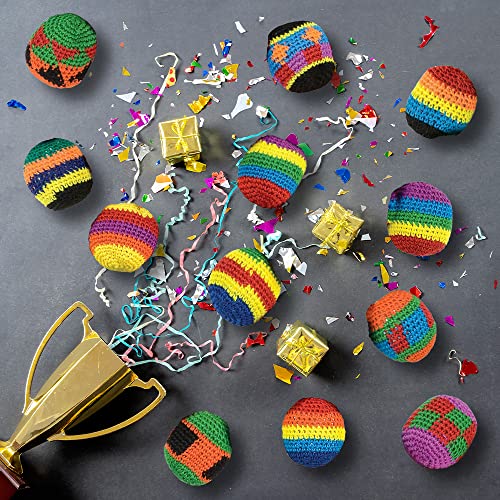 Artcreativity Knit Kickballs For Kids, Set Of 12, Cotton Kick Hacky Sacks In Assorted Colors And Patterns, Indoor And Outdoor Toys For Kids And Adults, Retro Office Toys, Goodie Bag Stuffers #TOP5