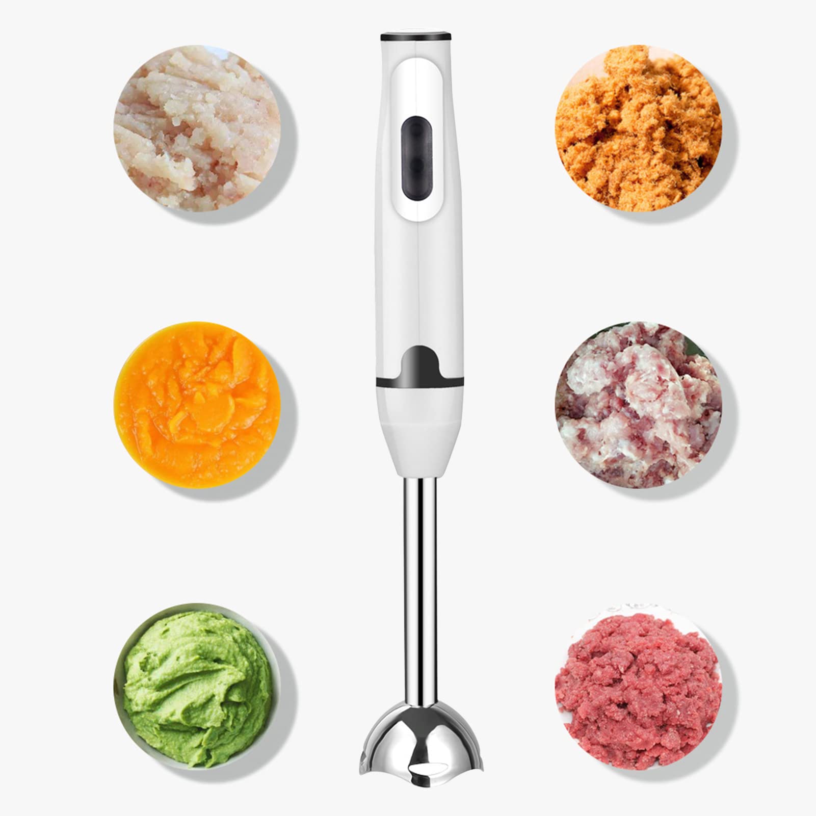 5-in-1 staafmixer, 200 W, staafmixer, garde, melkopschuimer, krachtige maatbeker, turbohakmolen met 12 snelheden voor het mengen van de hardste ingrediënten
