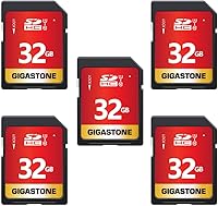 Gigastone 32GB SD Card 5-Pack UHS-I U1 Class 10 SDHC | 80MB/s High-Speed Full HD for Canon Cameras & Trail Cams + 5 Cases
