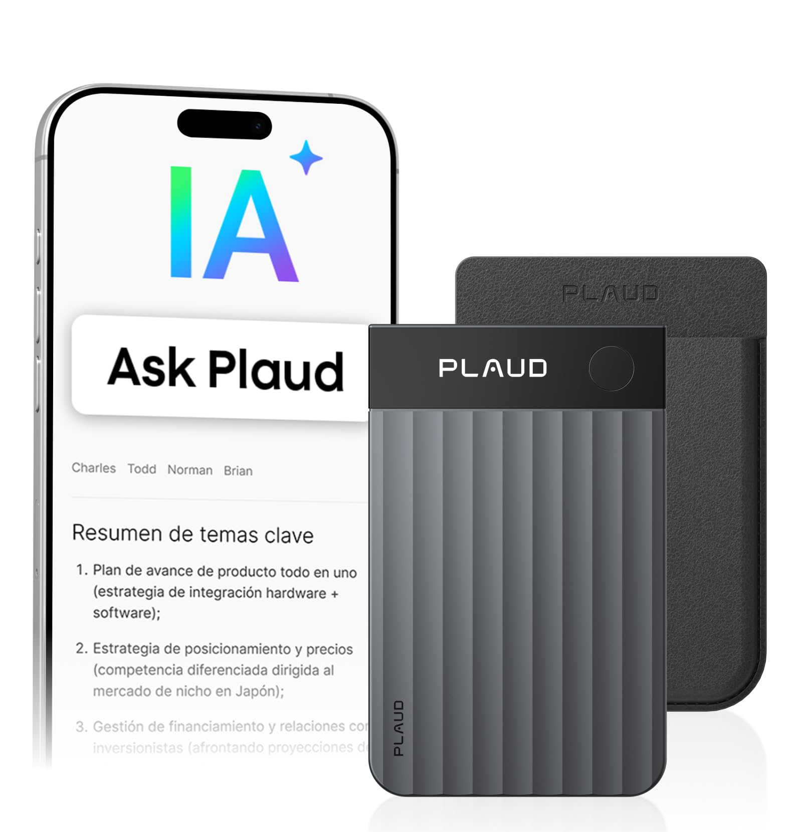 Plaud Note Pro Grabadora de Voz AI con Funda Transcripción IA Resúmenes Multidimensionales Grabación Dual Inteligente hasta 50 Horas Reuniones Llamadas Entrevistas Charlas Clases Teams