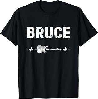Bruce Guitar Heartbeat Music Guitarist Retro Vintage T-Shirt