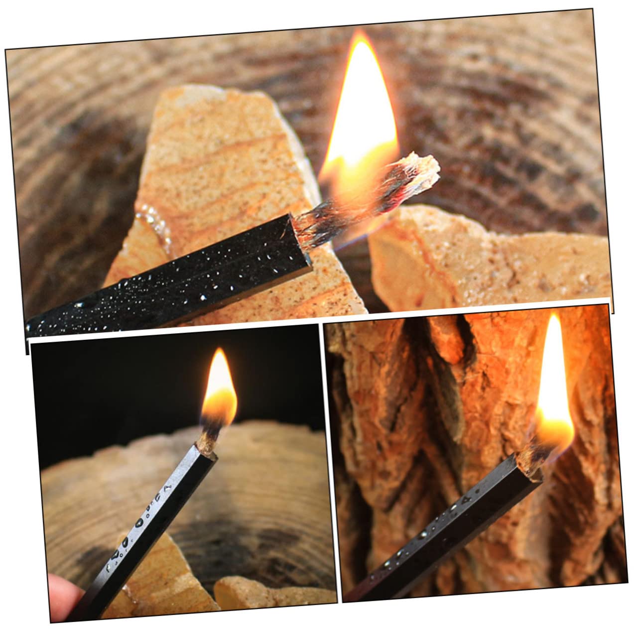 Toyvian 3 Sätze Anzündholz Outdoor-dochtseil Beginnend Feuerstarterseil Im Freien Feuerstartstock Brennbare Hanfschnur Camping-feuerstarter Docht Hanfschnur Hanfseil Schwarz 6 Stück * 3