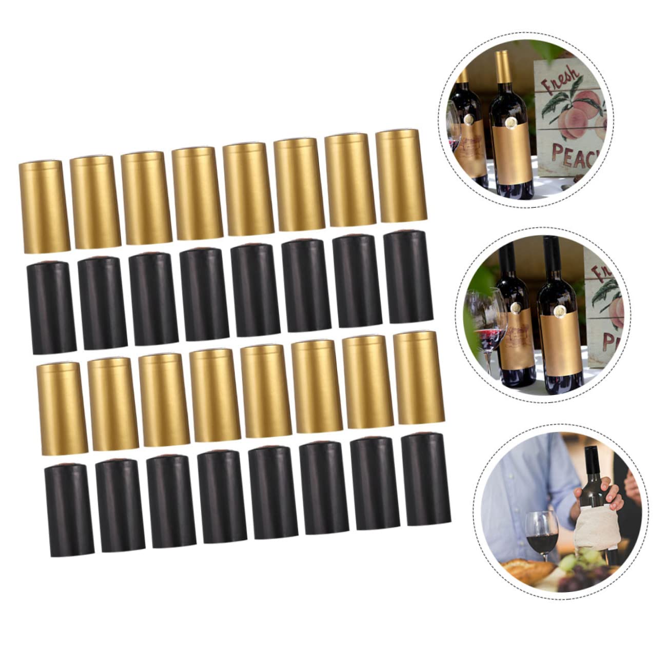 BELLIFFY Fine Crafted Wine Bottle Heat Shrink Caps 200pcs Wine Sealing Caps Black Shrink Wrap Capsules Wine Stopper Bulk