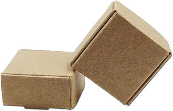 PABCK 1.45x1.45x0.78 inch Mini Brown Aircraft Cardboard Jewellery Boxes Square Gift Wrapping Kraft Paper Soap Box Pack Craftwork Gift Fastener Ear Rings Small Jewellery Favor Treat Box 20